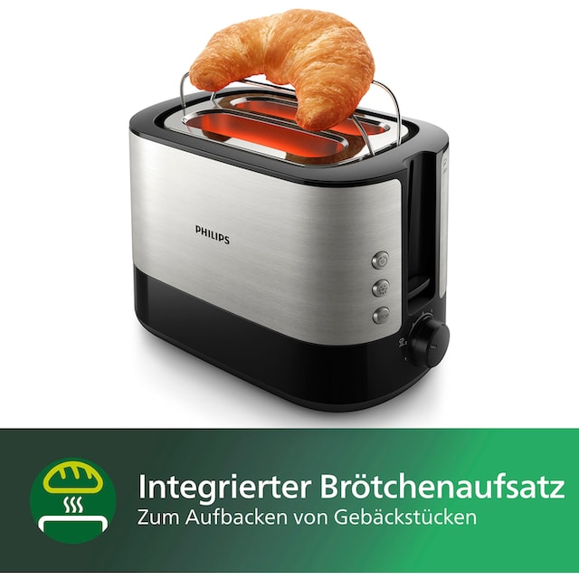 Philips Toaster »HD2637/90 Viva Collection«, 2 kurze Schlitze, für 2  Scheiben, 1000 W, Brötchenaufsatz, Krümelschublade, 7 Bränungsstufen, 3  Funktionen online bei OTTO