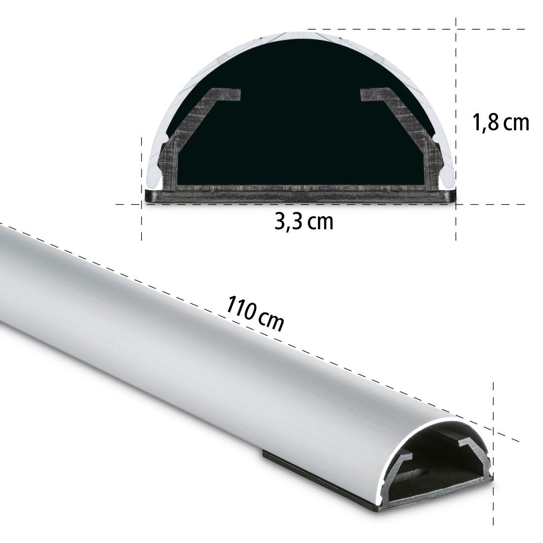Hama Kabelkanal »Aluminium Kabelführung zum Schrauben oder Kleben für 5 Kabel, halbrund«, Kabelmanagement, 110 cm Länge