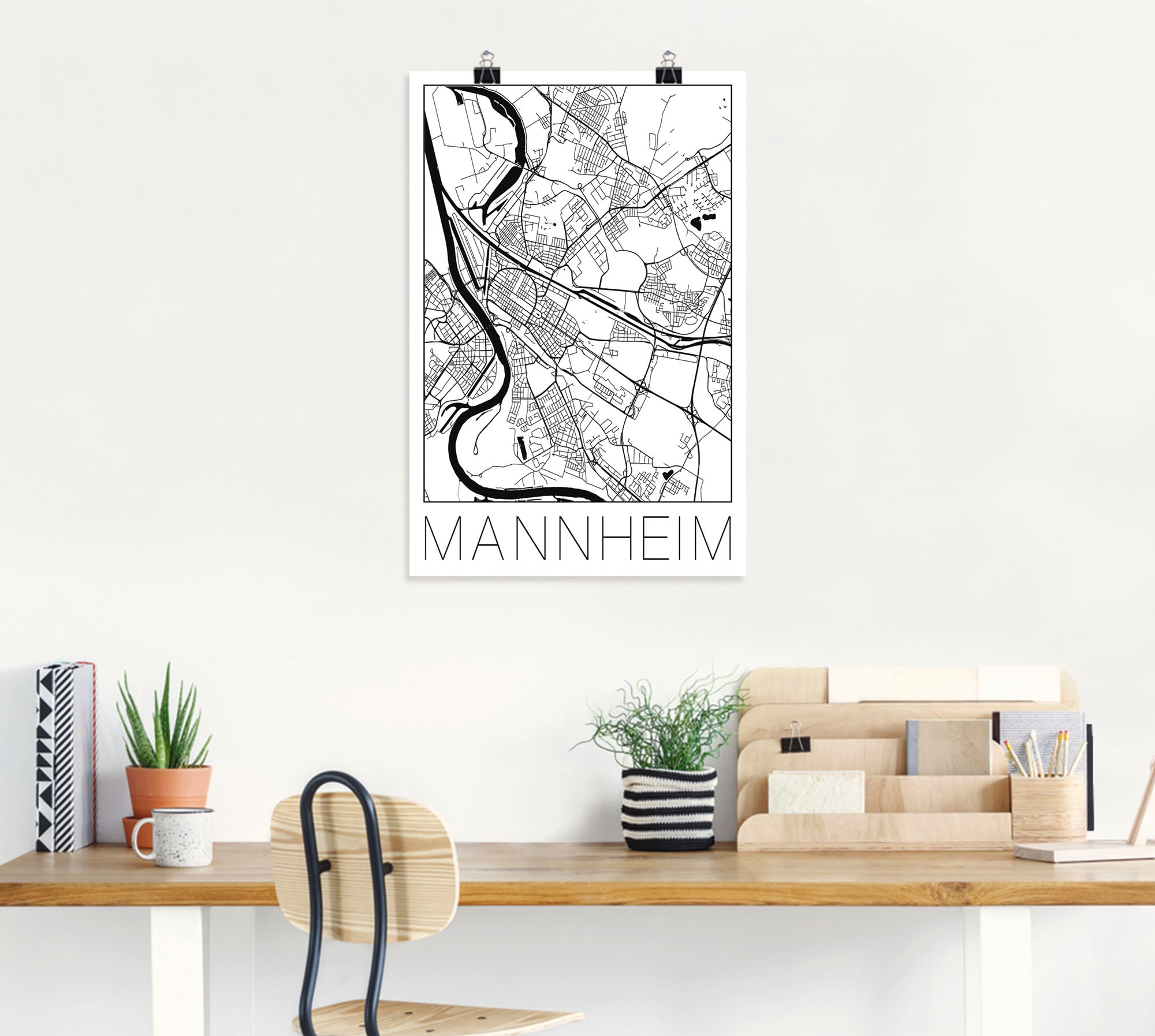Artland Wandbild »Retro Karte Mannheim Deutschland«, Deutschland, (1 St.), als Alubild, Outdoorbild, Poster in verschied. Größen