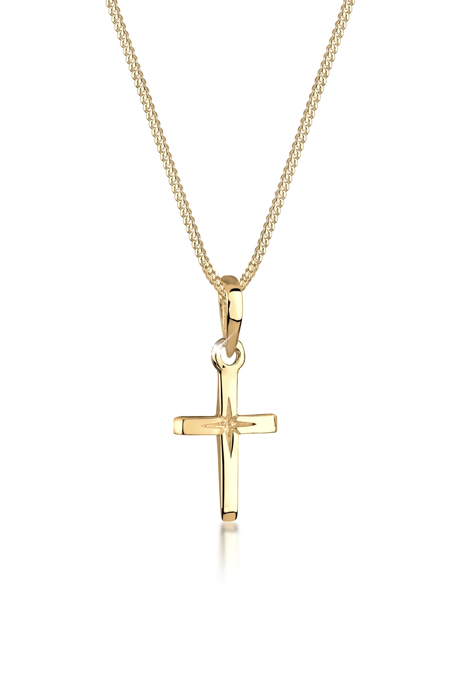 Kette mit Anhänger »Halskette Kreuz Religion Stern Details 925 Silber«