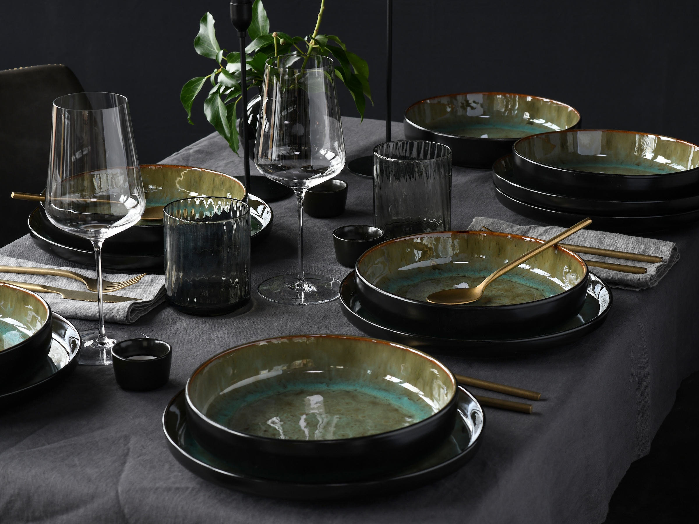 CreaTable Teller-Set »Nordic Fjord«, (Set, 12 tlg.), Tafelservice, 6 Speiseteller Ø 26 cm, 6 Suppenteller Ø 22,5 cm