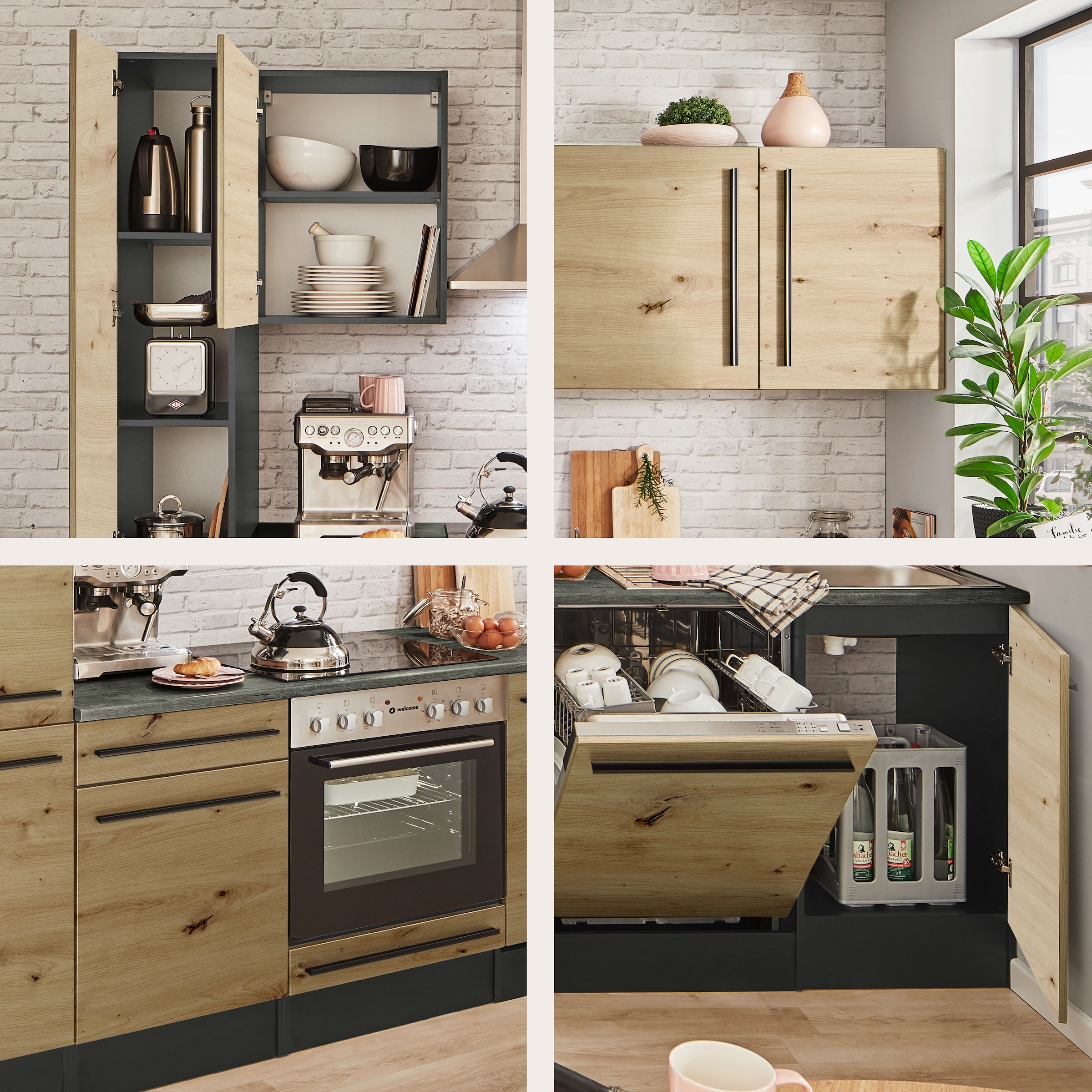 BASIC by Balculina Küchenzeile »Jazz«, Breite 250 cm, wahlweise mit E-Geräten