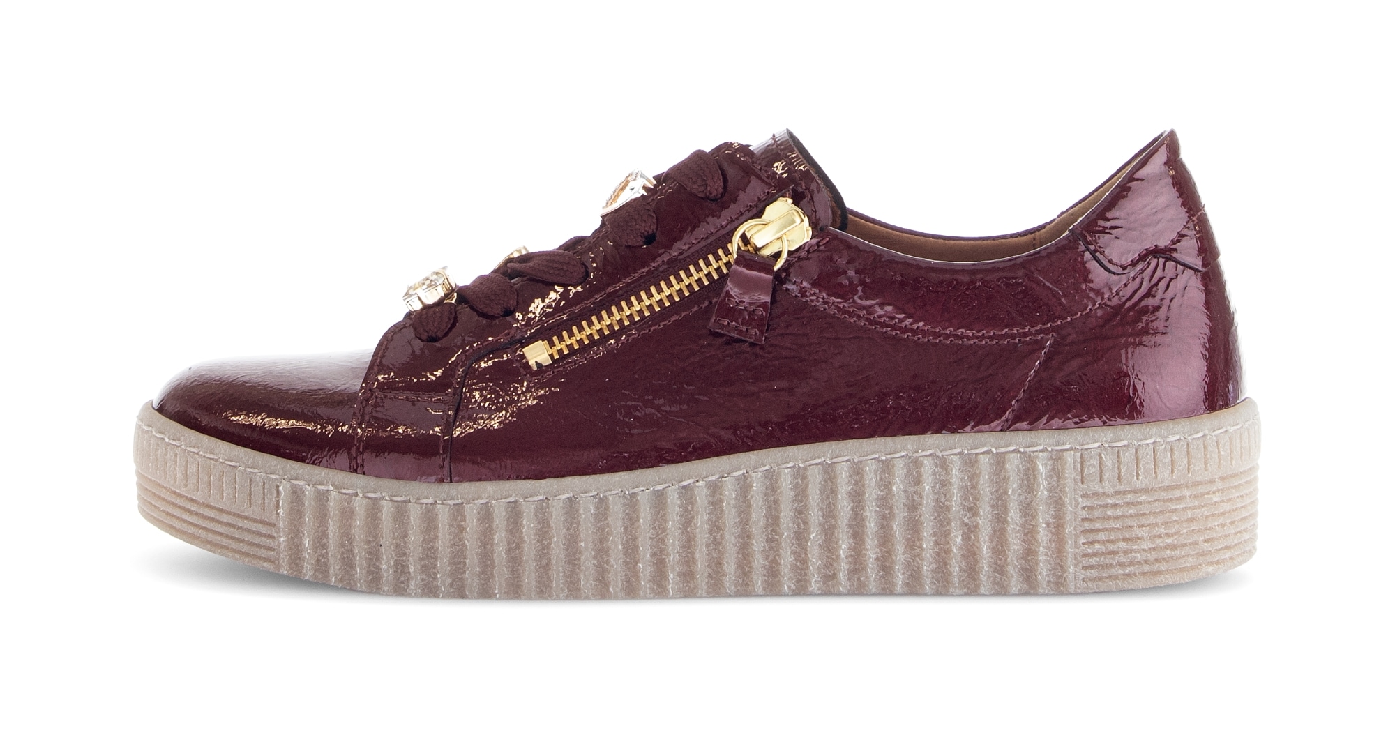 Gabor Plateausneaker  , Freizeitschuh, Halbschuh, Schnürer mit edlen Schmuck-Motiven