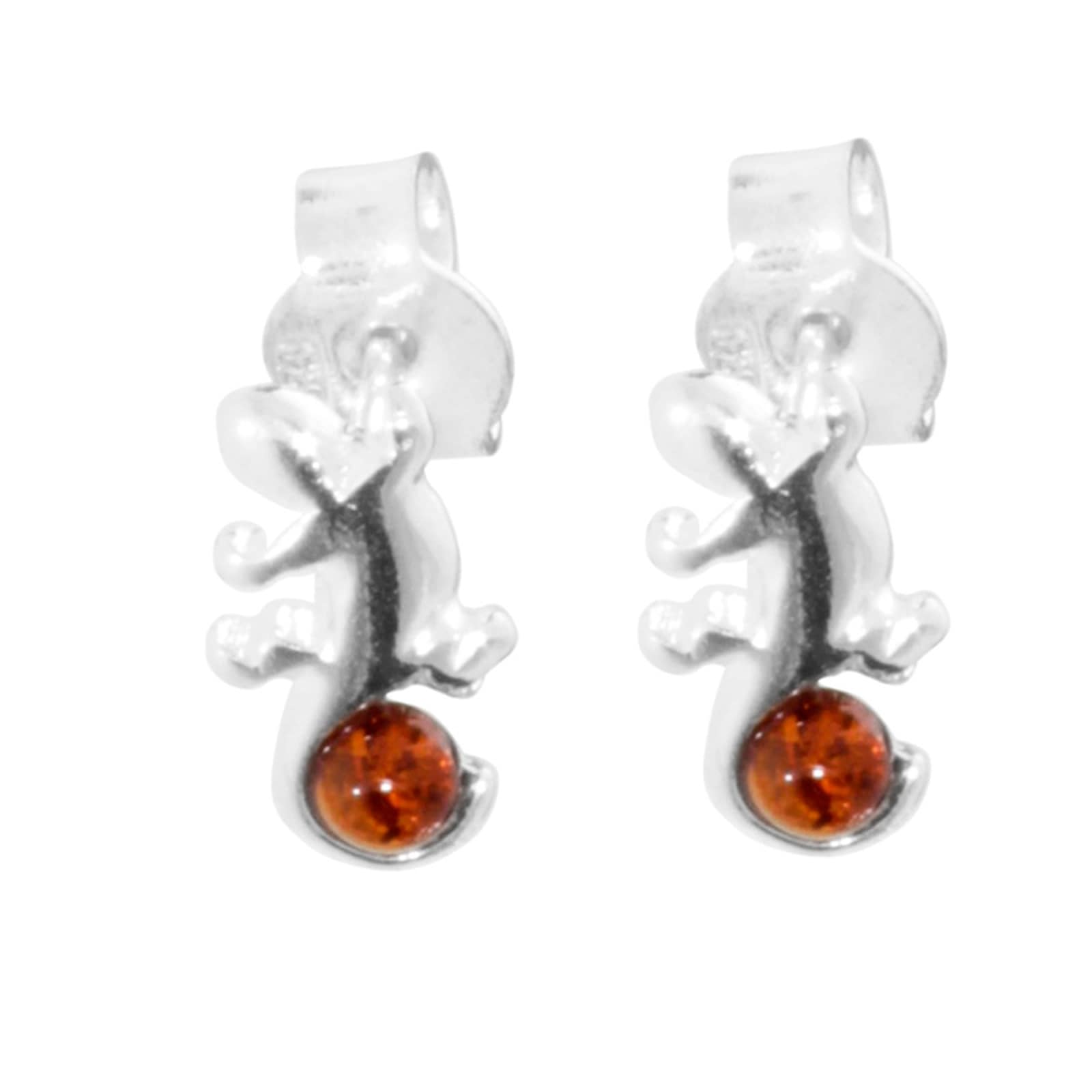 OSTSEE-SCHMUCK Paar Ohrstecker »- Echse - Silber 925/000 - Bernstein«