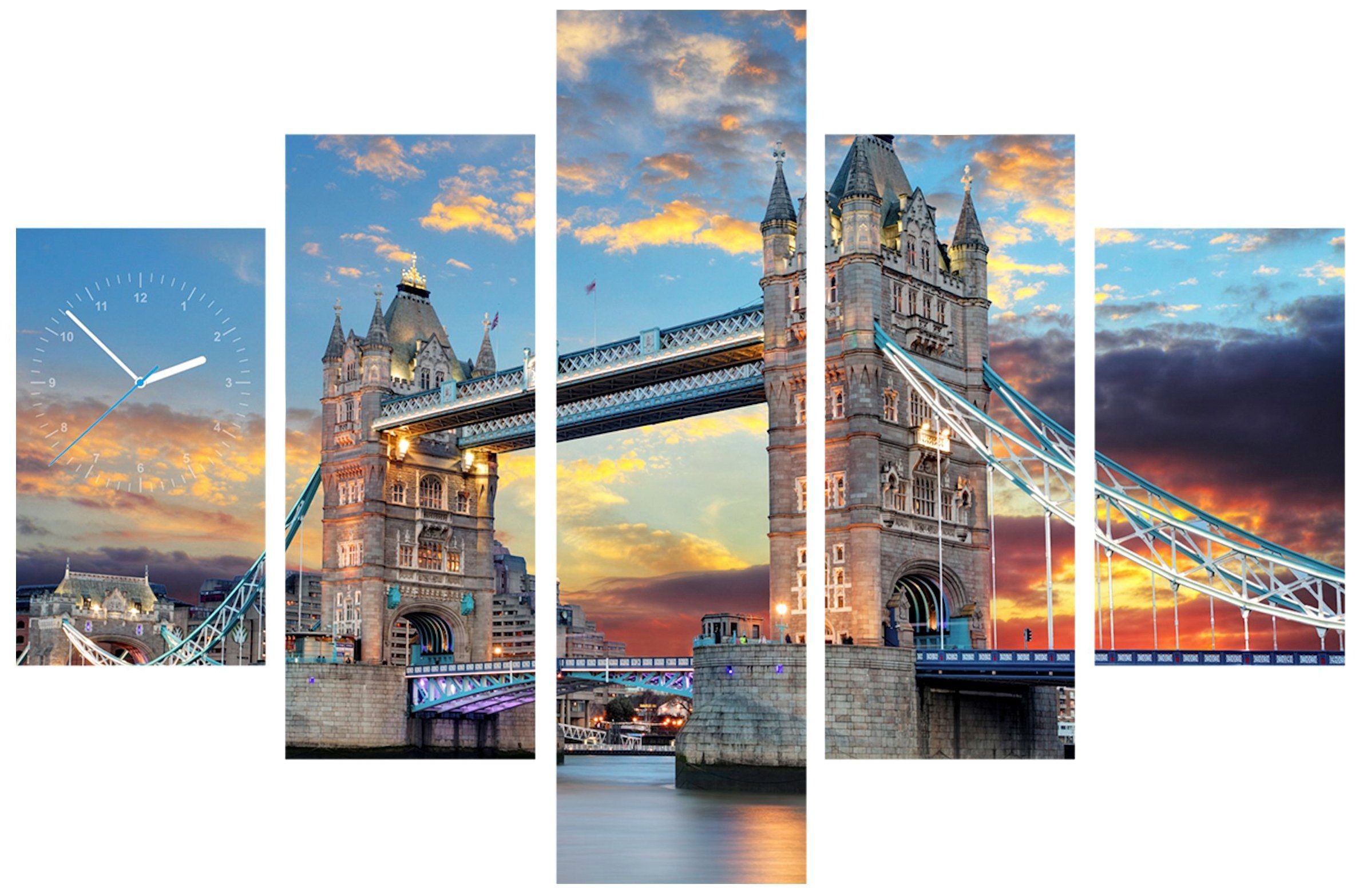 Conni Oberkircher´s Bild »Tower Bridge«, Brücken, (Set), mit dekorativer Uhr