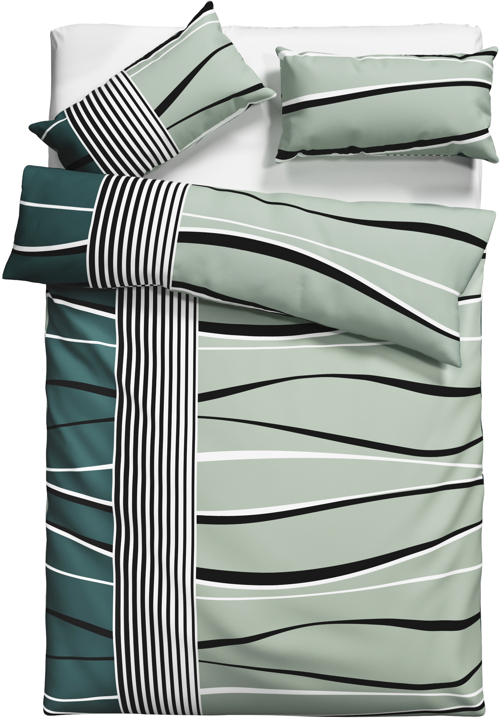 OTTO home Bettwäsche »Renu in Gr. 135x200 oder 155x220 cm« 2 Bettwäsche aus Baumwolle, grafische Bettwäsche mit Wellen-Design