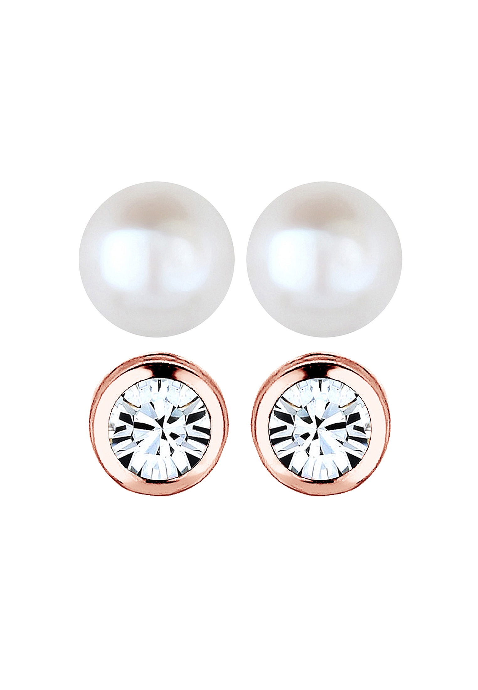 Elli Perlenohrringe »Ohrringe Set Basic Perle Kristalle 925 Silber«