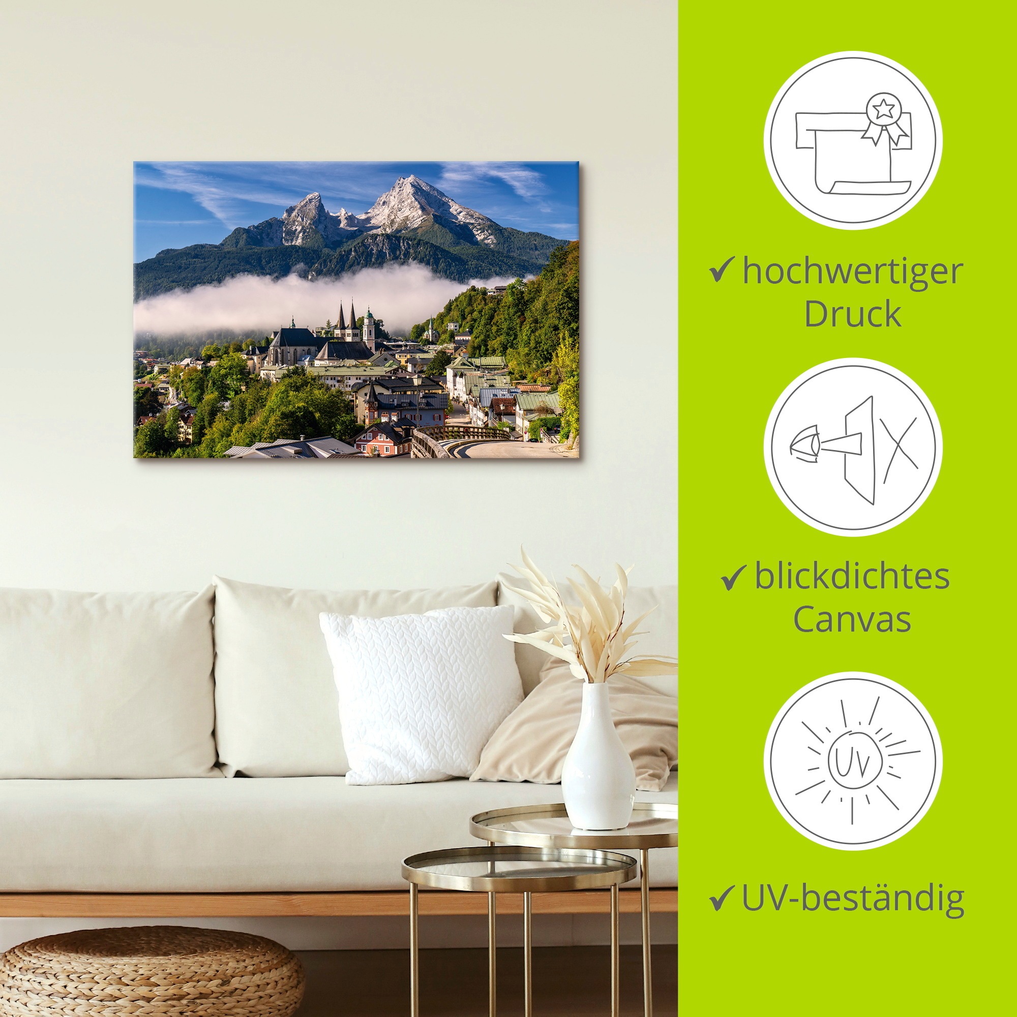 Artland Wandbild »Watzmannblick Berchtesgaden«, Deutschland, (1 St.), als Leinwandbild, Poster in verschied. Größen