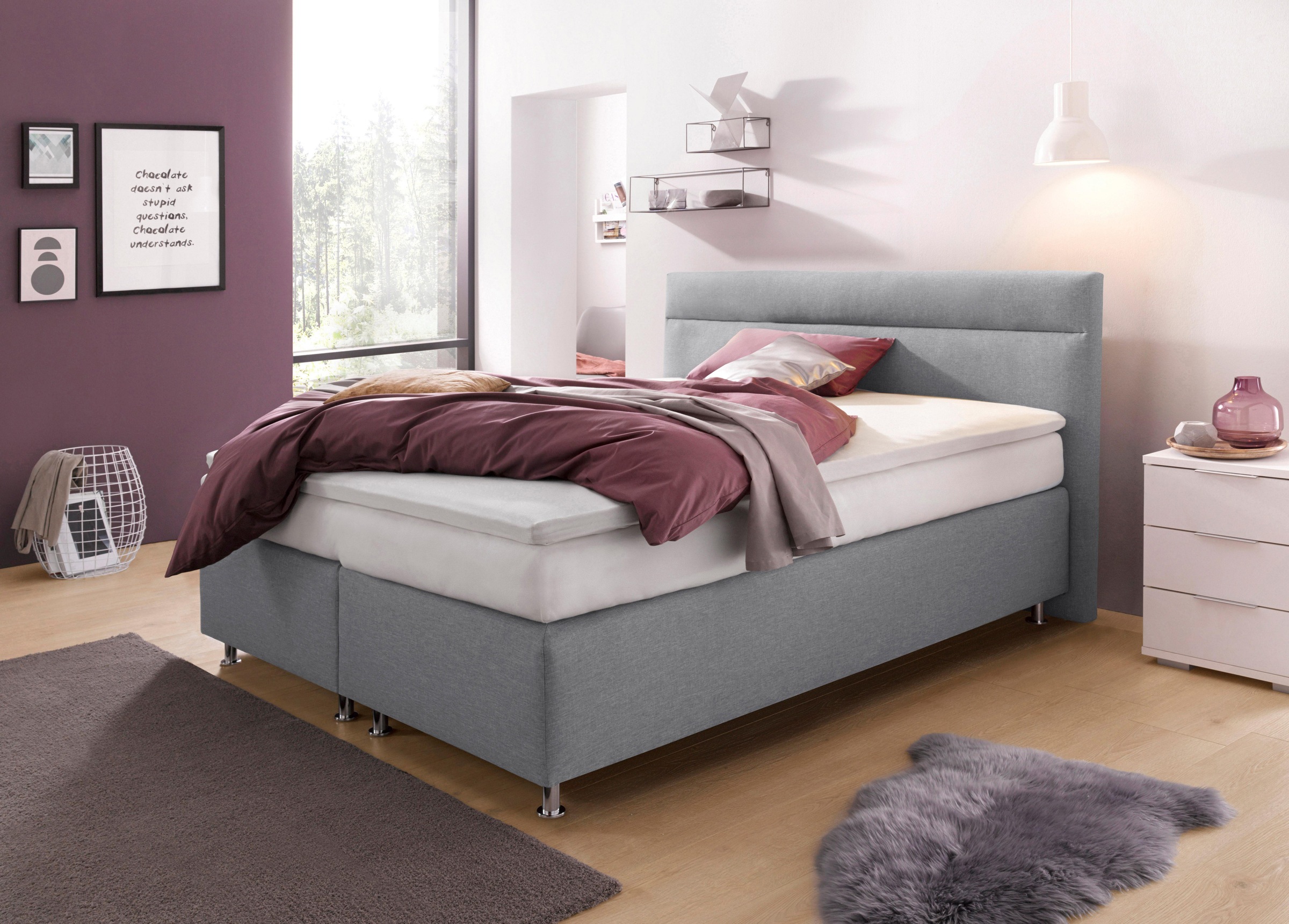 Westfalia Schlafkomfort Boxspringbett, wahlweise mit LED-Beleuchtung