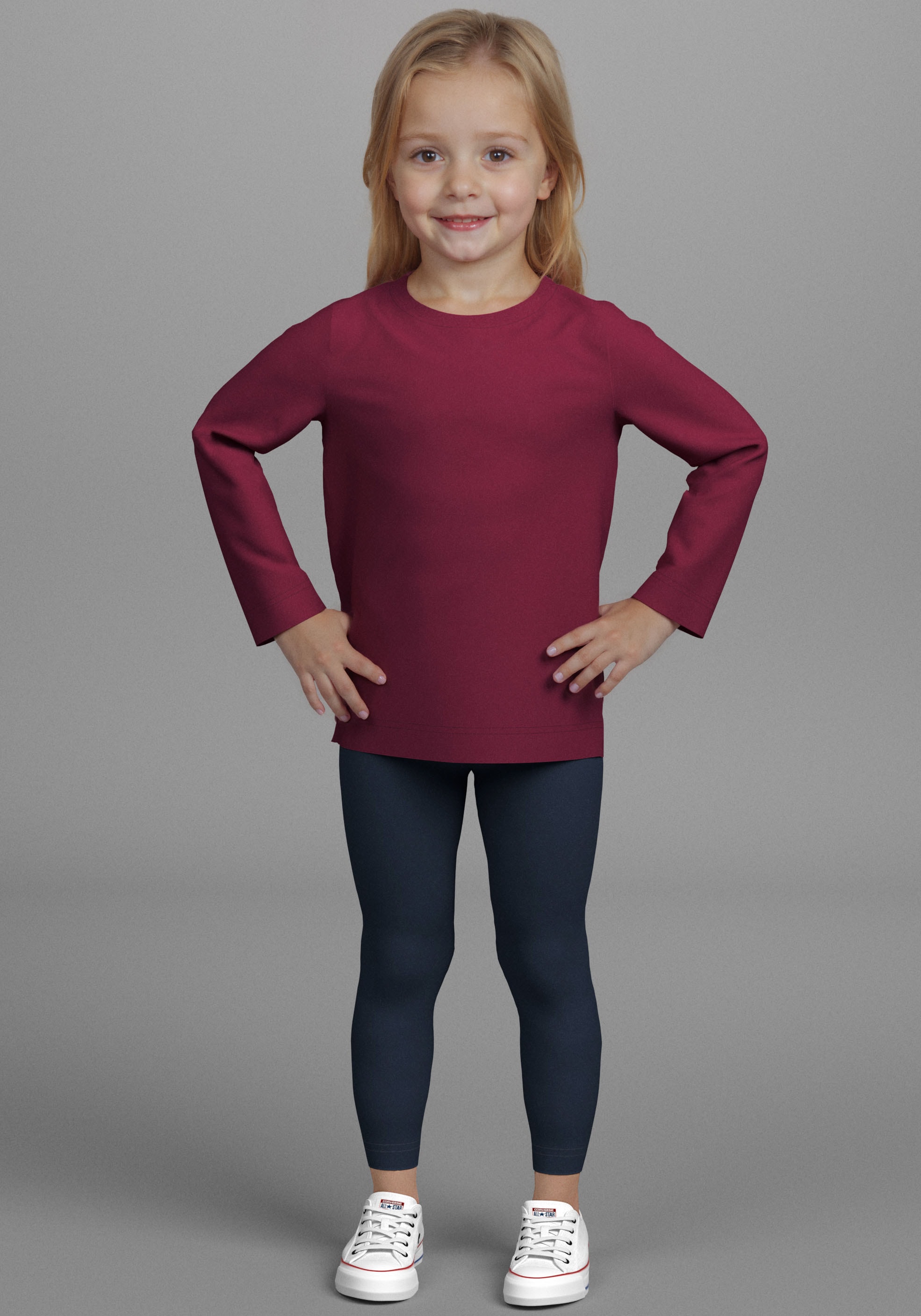KIDSWORLD Langarmshirt »2er Pack 1x Herzen + 1x Unifarben Shirts«, (2 tlg.), 2er Pack Shirts mit Herzen