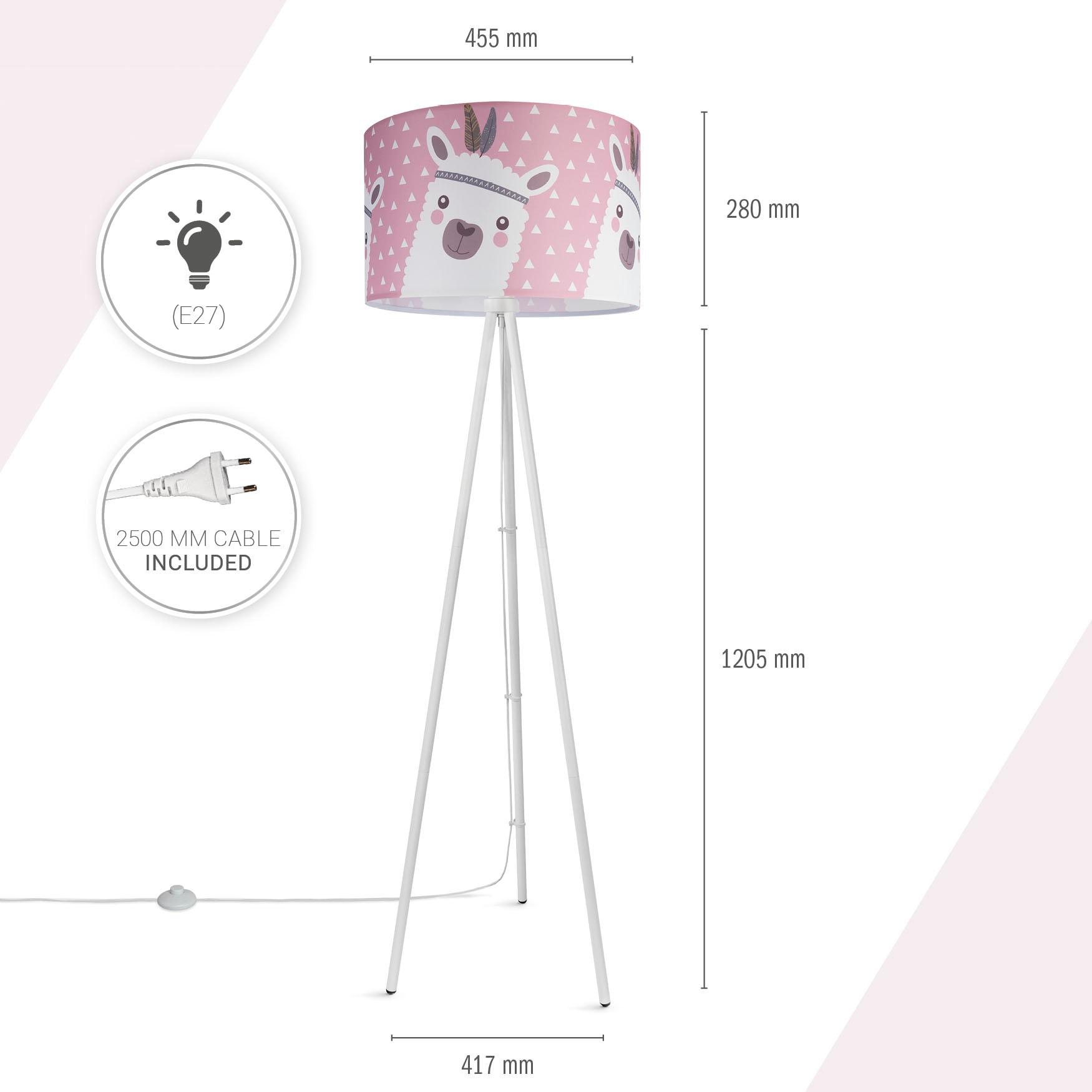 Paco Home Stehlampe »Trina Ela«, Leuchtmittel E27 | ohne Leuchtmittel, Kinderlampe LED Kinderzimmer Lampe Mit Lama-Motiv Stehleuchte E27