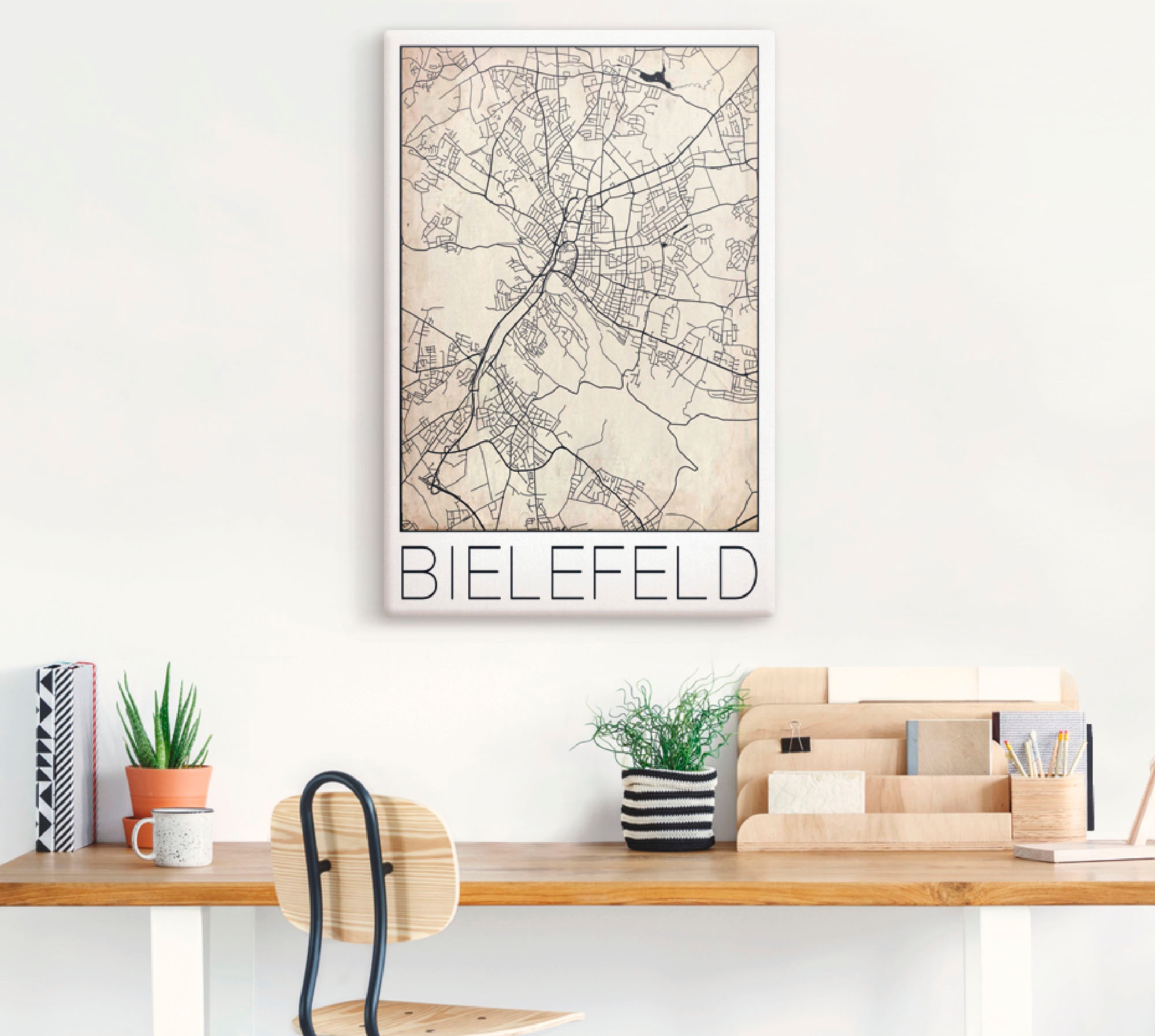 Artland Wandbild »Retro Karte Bielefeld Deutschland Grunge«, Deutschland, (1 St.), als Alubild, Leinwandbild, Wandaufkleber oder Poster in versch. Größen