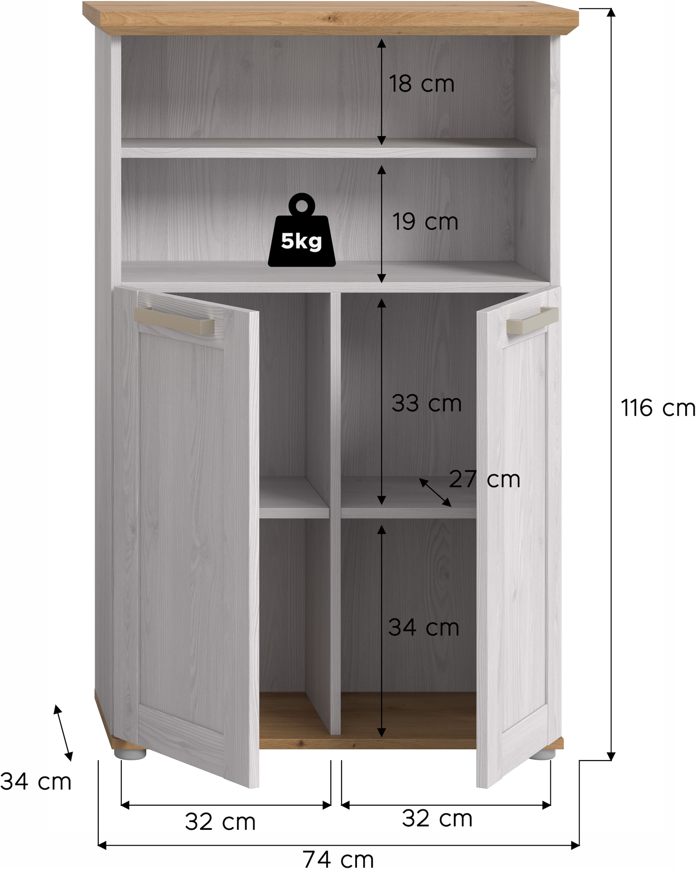 welltime Midischrank »COSENZA« 1 Stk. tlg. Midischrank, Badschrank, Bad, Badezimmer