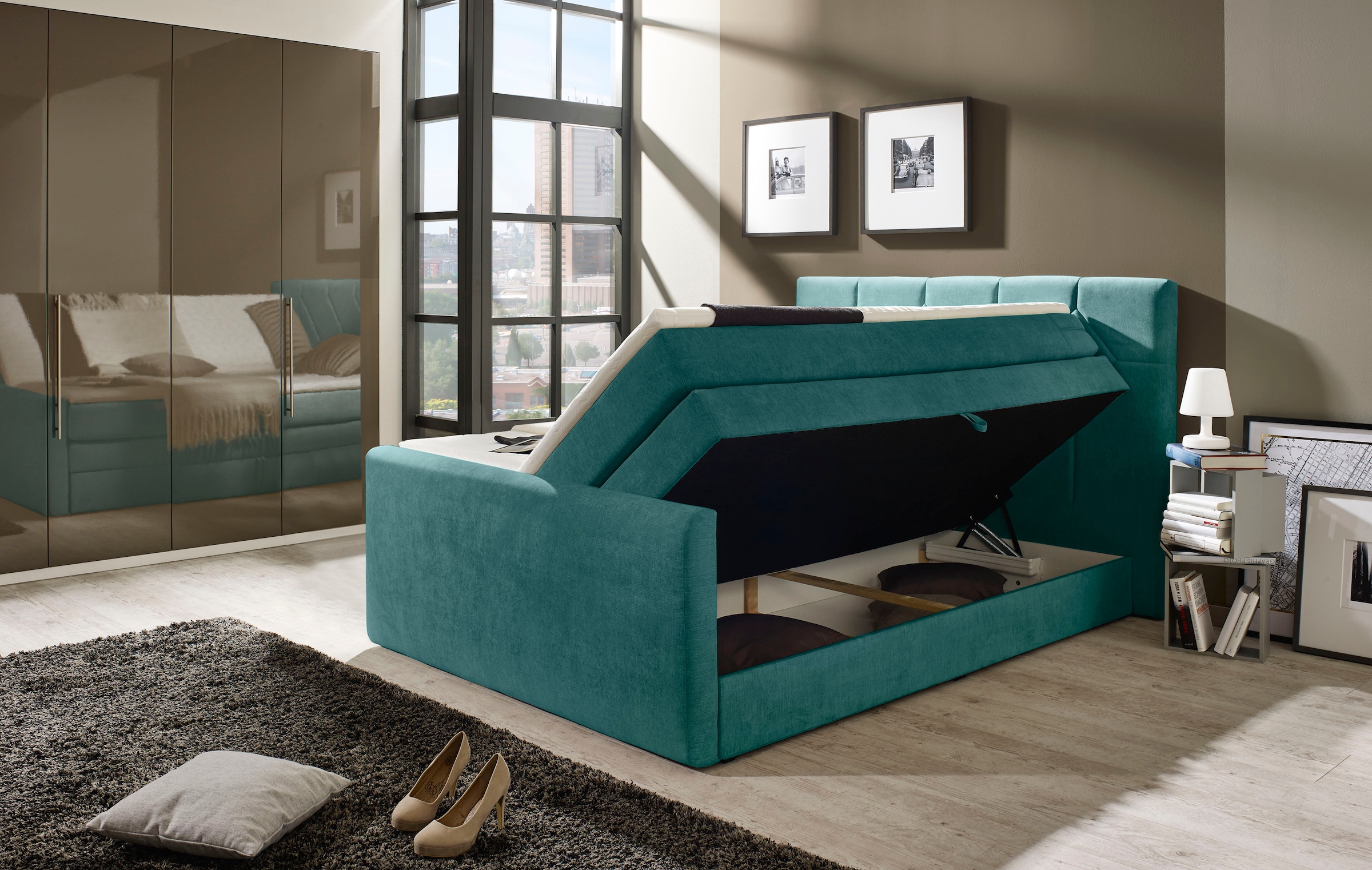 Places of Style Boxspringbett »Atlanta«, inklusive Topper und Bettkasten