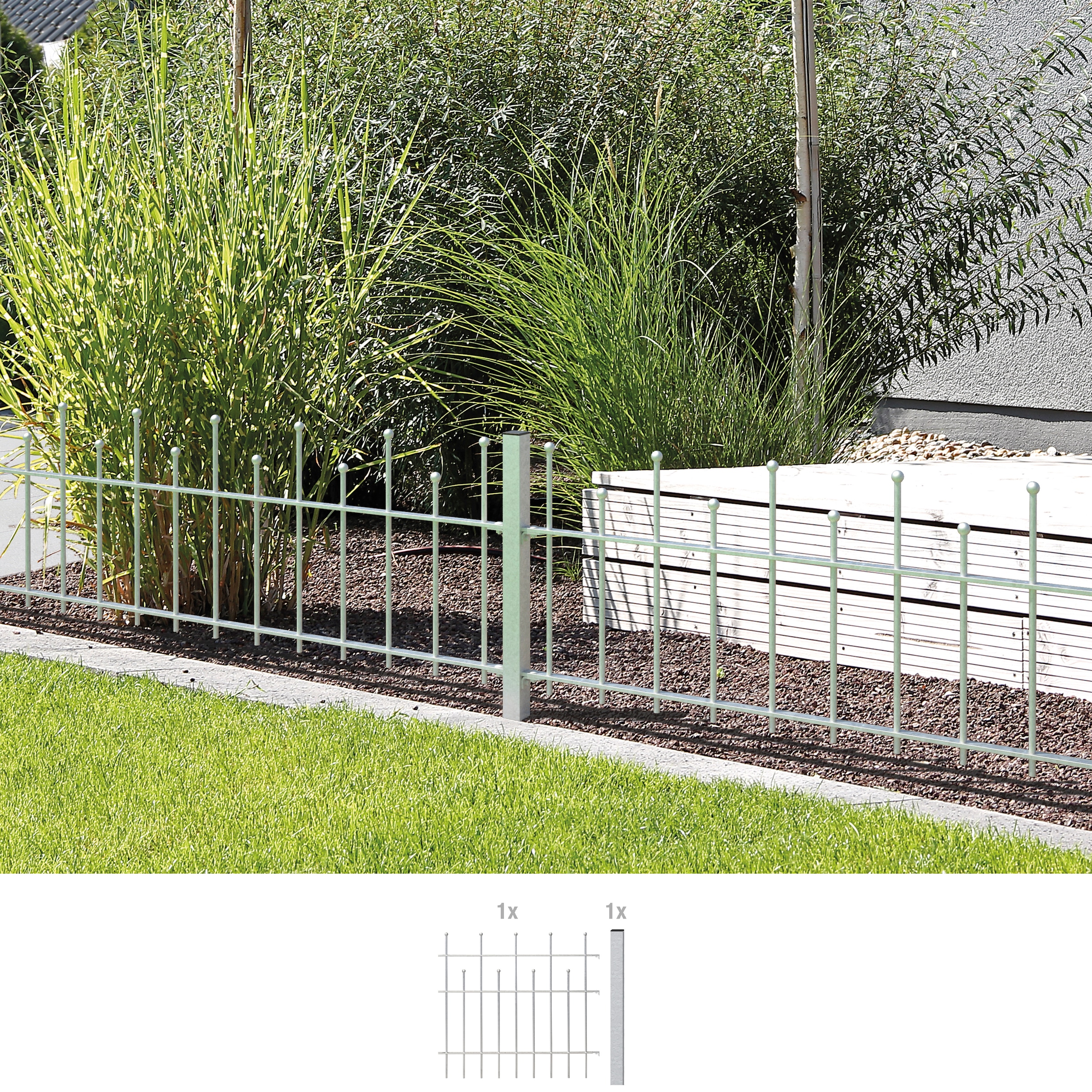 Alberts Metallzaun »Anbauset Madrid« Höhe: 49,5, 73,5 und 98,5 cm, Breite: 200 cm, zum Einbetonieren