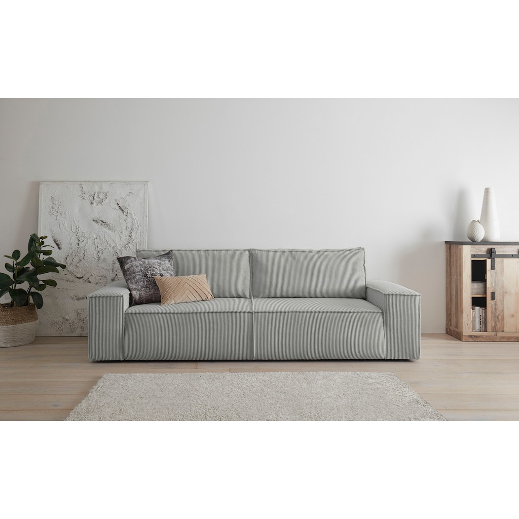 Home affaire 3-Sitzer »SHERWOOD Schlafsofa (257cm) Cord, Samtvelours, Vintage-Lederoptik«