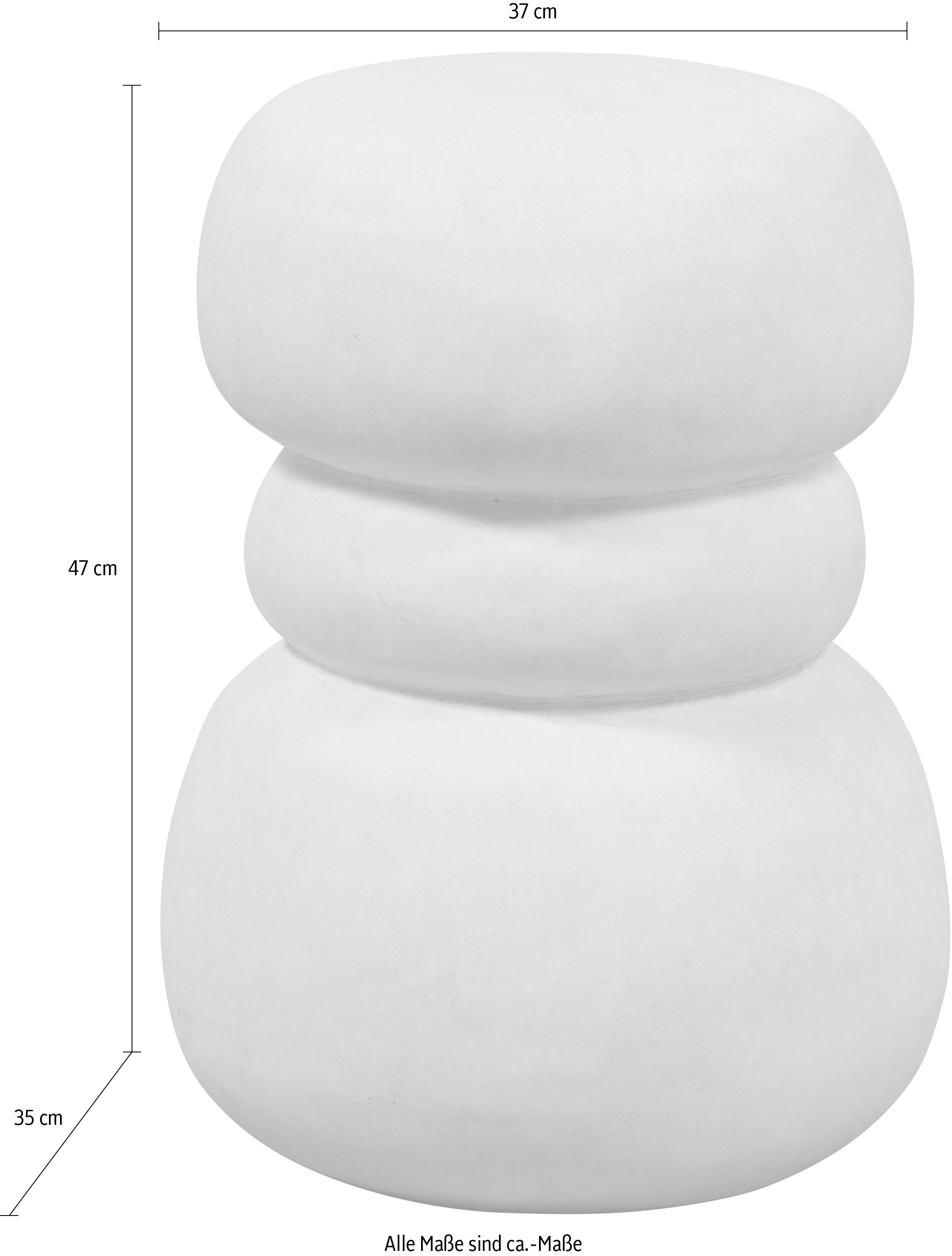 WOOOD Beistelltisch »Yvo aus Fiberclay in Betonoptik, organisch gestapelt 37x35x47 cm« Tragkraft 20 kg, Materialstärke 1 cm, Sitzfläche Ø 33 cm
