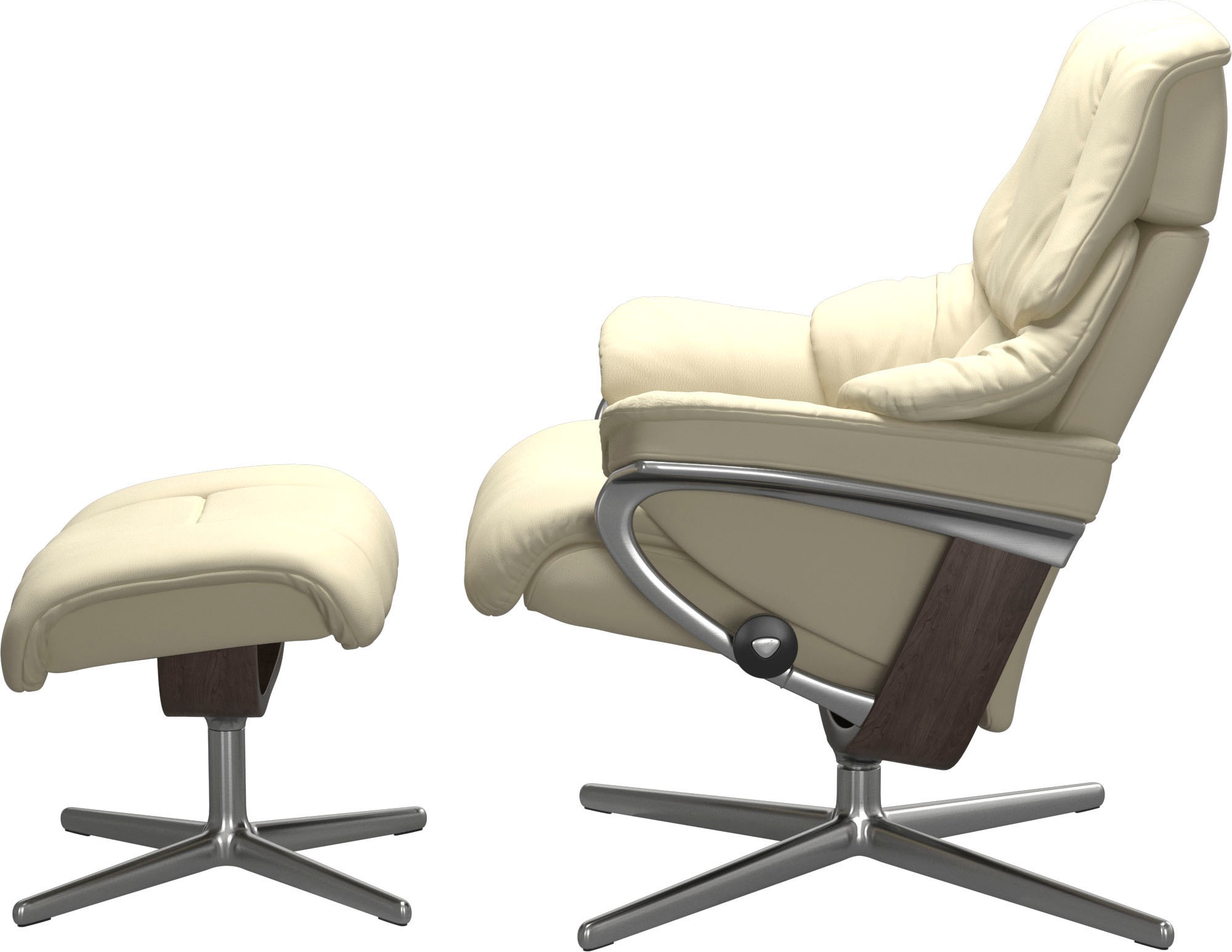 Stressless® Relaxsessel »Reno«, (Set, Relaxsessel mit Hocker), mit Hocker, mit Cross Base, Größe S, M & L, Holzakzent Wenge