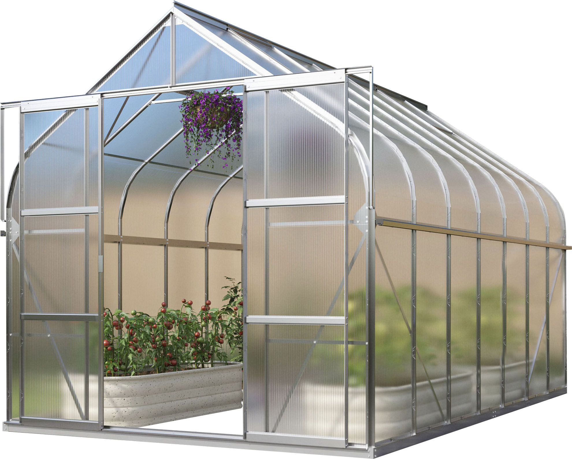 Vitavia Gewächshaus »Dione 11500« Alu-Profile in silberfarben, Größe B/H/T: 263,5 cm x 254,5 cm x 445 cm