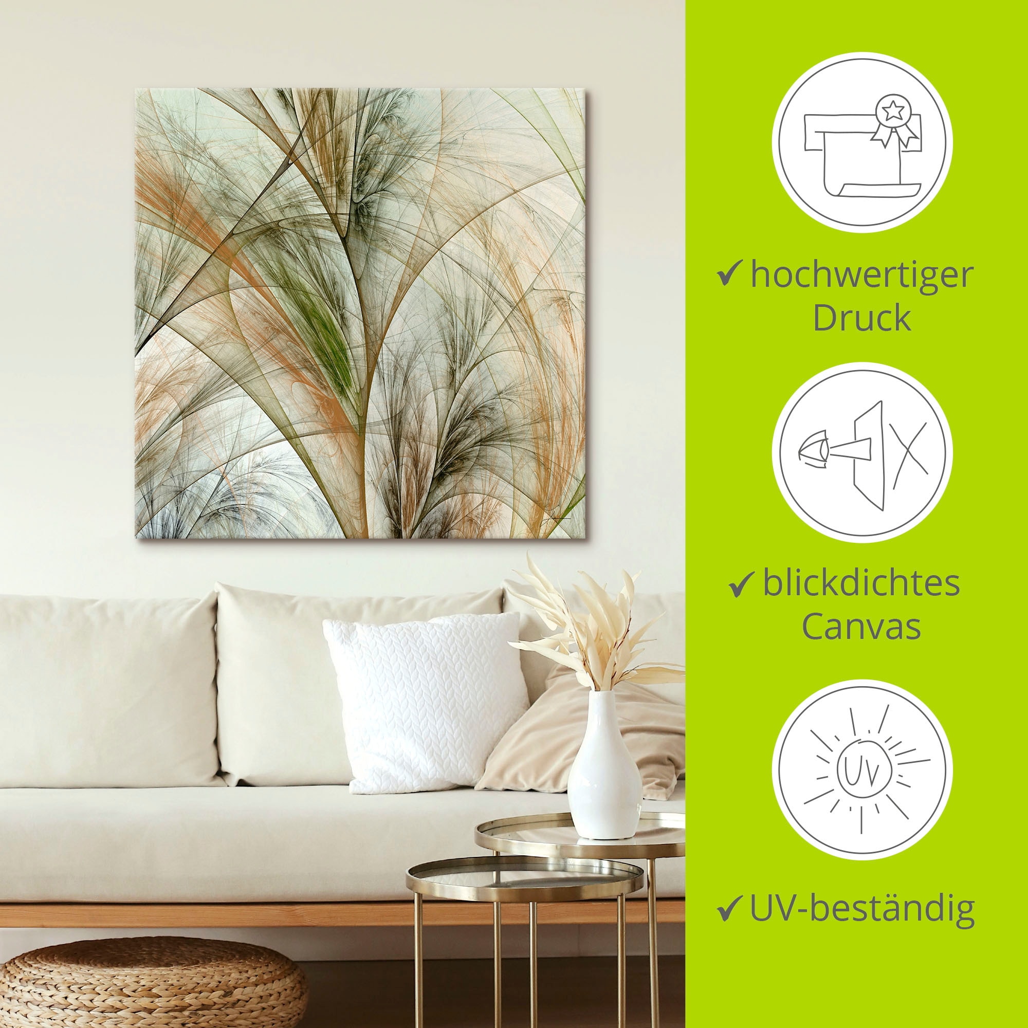 Artland Wandbild »Fraktales Gras IV«, Gräser, (1 St.), als Leinwandbild, Poster in verschied. Größen
