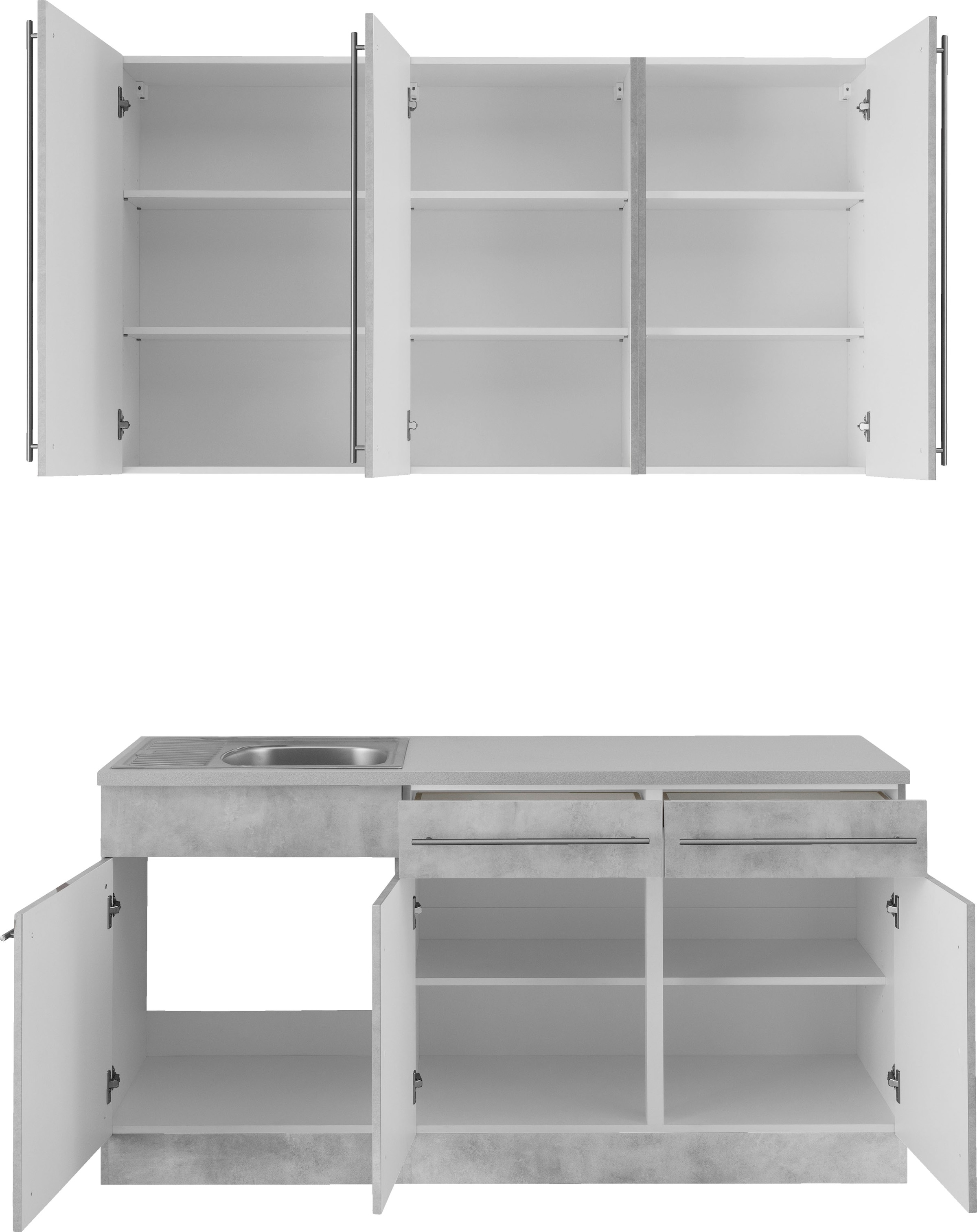 wiho Küchen Pantryküche »Chicago«, ohne E-Geräte, Breite 160 cm