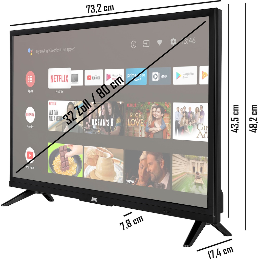 JVC LED-Fernseher »LT-32VAH3055«, 80 cm/32 Zoll, HD-ready, Android TV, HDR, Triple-Tuner, Google Play Store, Bluetooth