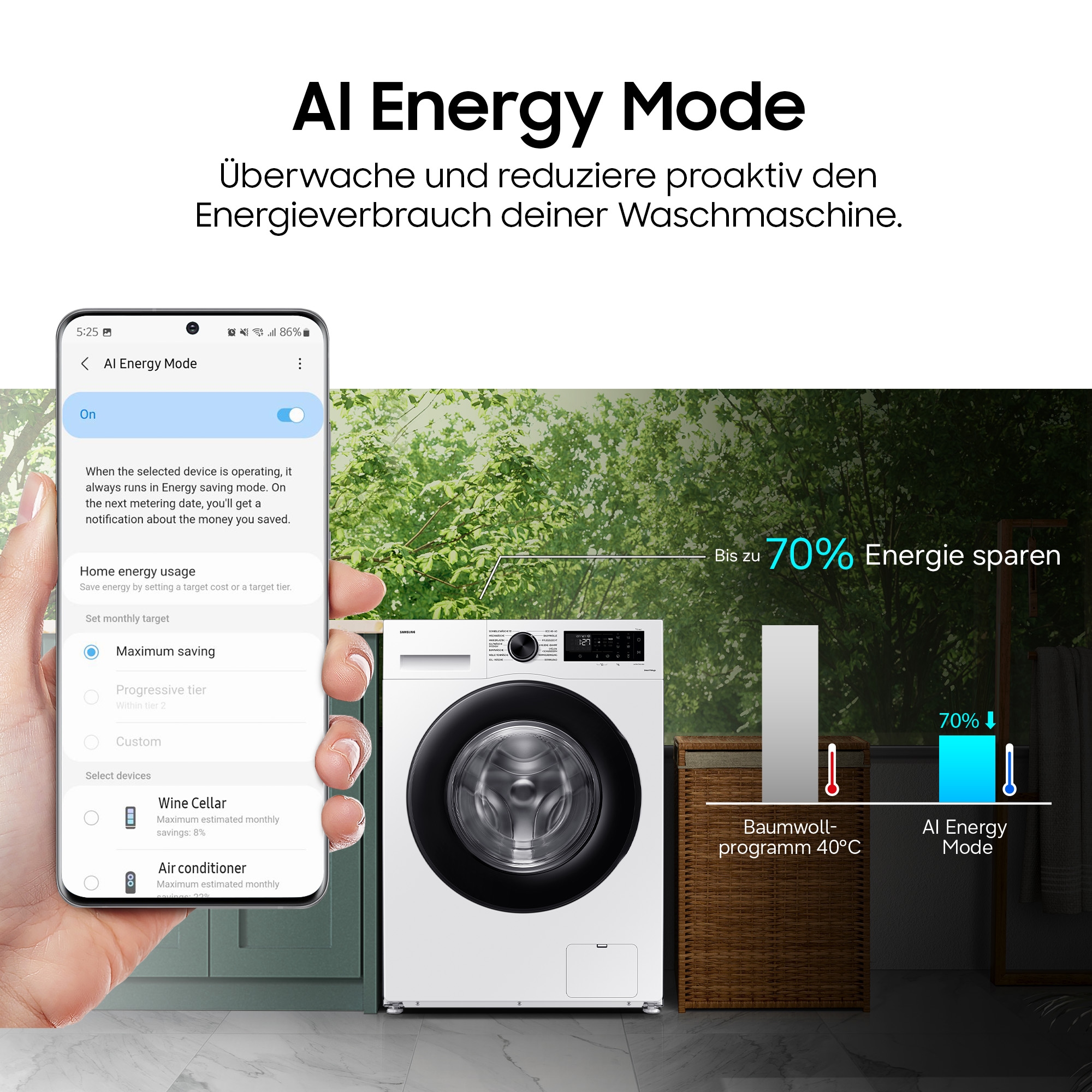 Samsung Waschtrockner »WD11DB8B85GHU2« WD8400D 11 kg /6 kg 72 dB(A) Quick Drive™ Option – Volle Waschleistung. Halbe Zeit
