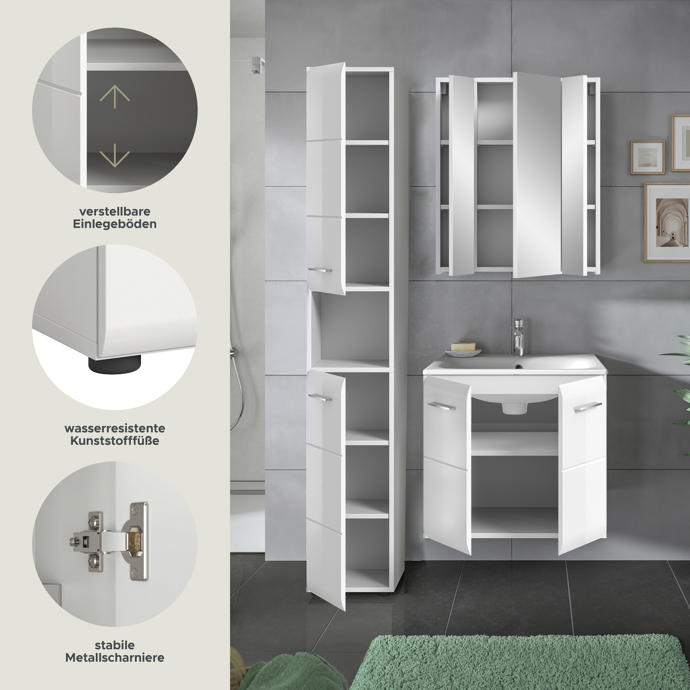 welltime Badezimmer-Set Set, 4 Stk. tlg.