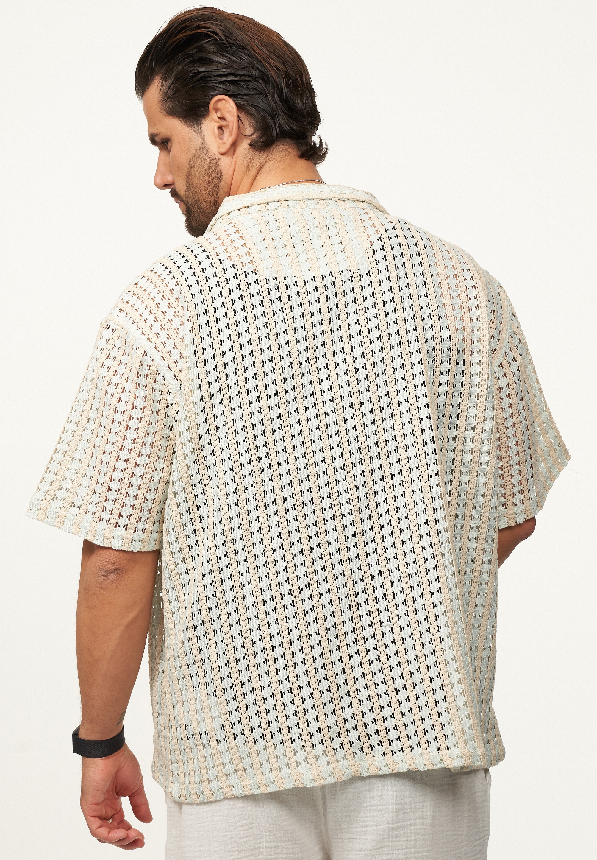 SOULSTAR Kurzarmhemd »Freizeithemd als Kurzam Strick Hemd im Retro-Look - Strick Polo-Hemd Overshirt im Regular-Fit für Herren« Herren Kurzarm Strick Polo-Hemd T-Shirt