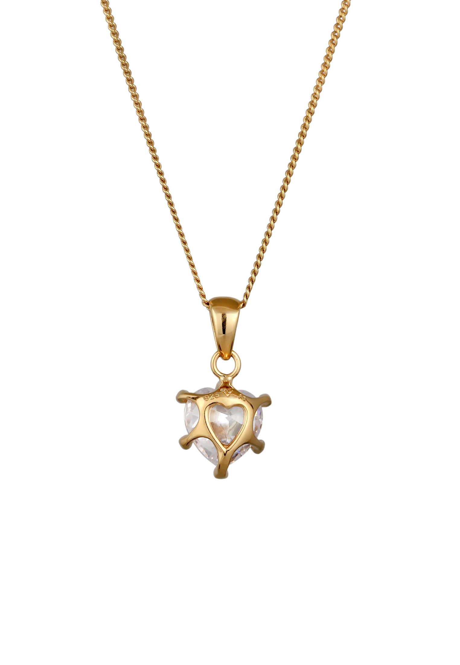 Elli Silberkette »Halskette Herz Zirkonia Weiß 925 Sterling Silber«