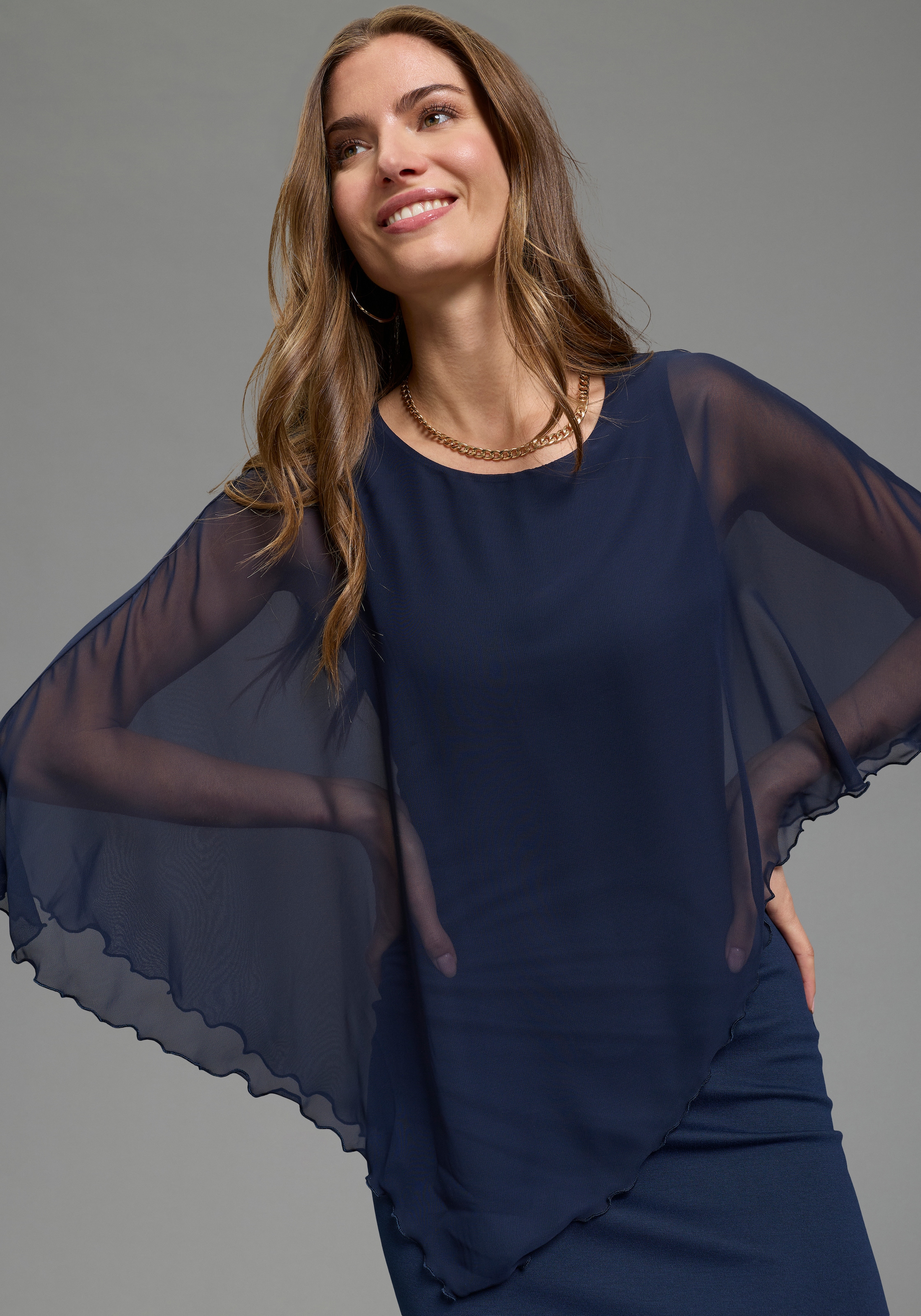 Laura Scott Abendkleid für festliche Anlässe, aus Milano Rib und Chiffon, elastisch