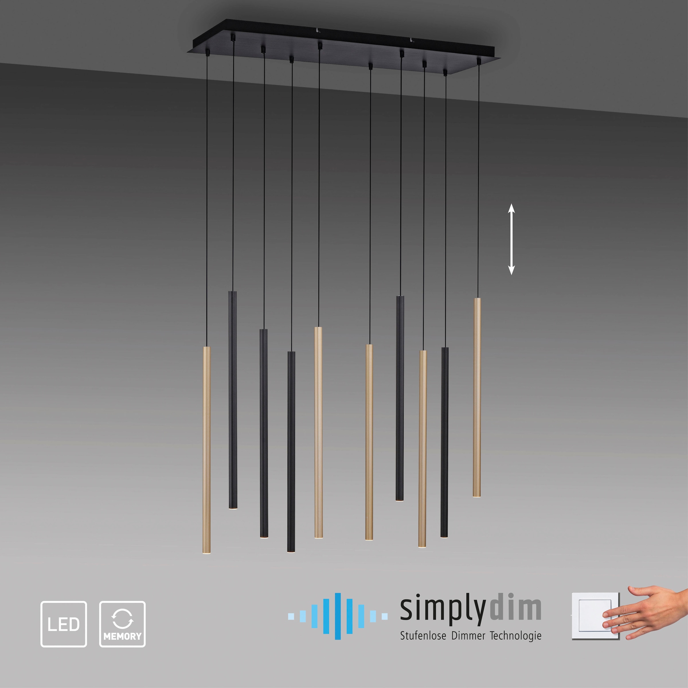 Paul Neuhaus Pendelleuchte »FLUTE«, 10 flammig, Leuchtmittel LED-Board | LED fest integriert
