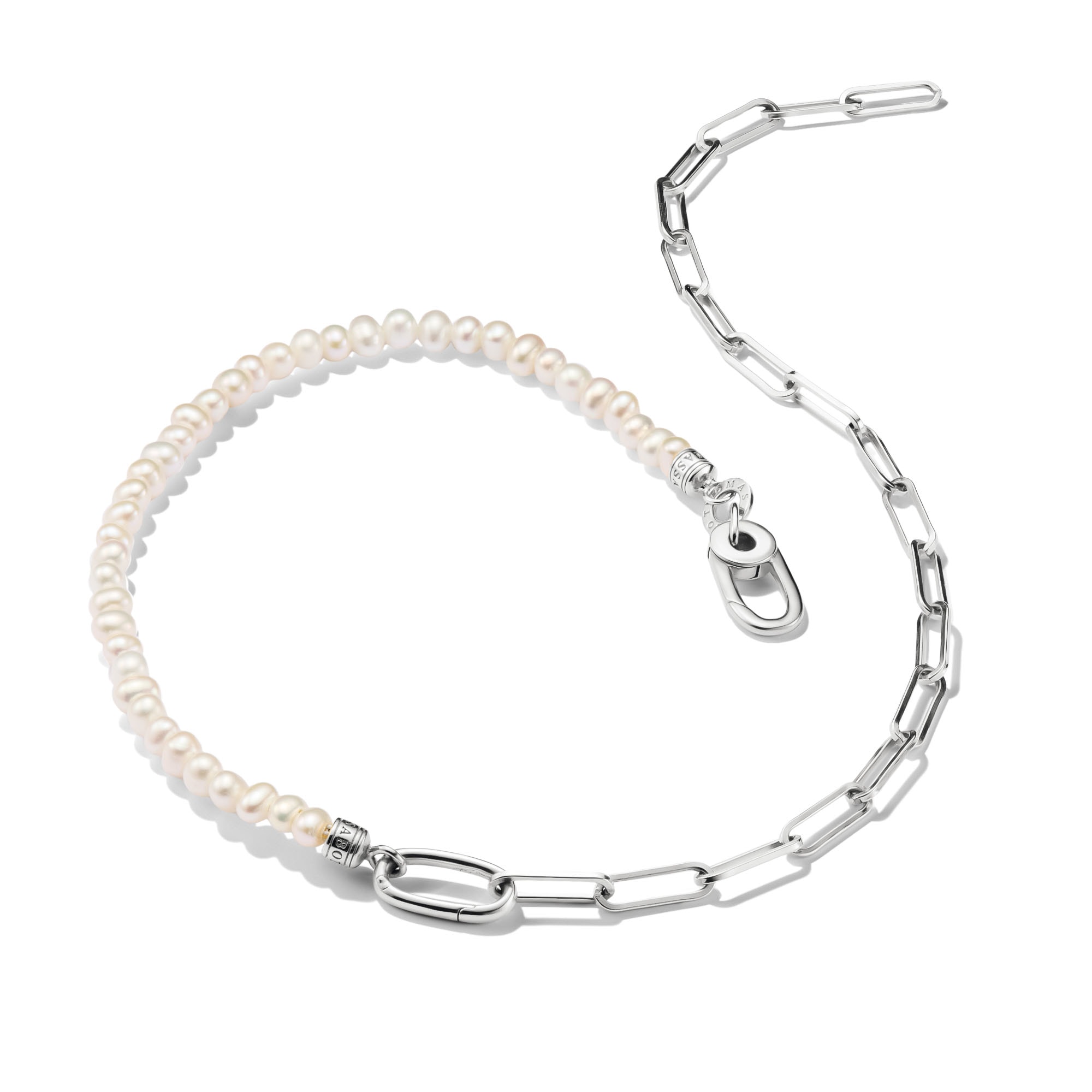 THOMAS SABO Charm-Kette »Charm Club Connect: Perlen und Paperclip mit einem Connect Link« mit Süßwasserzuchtperle