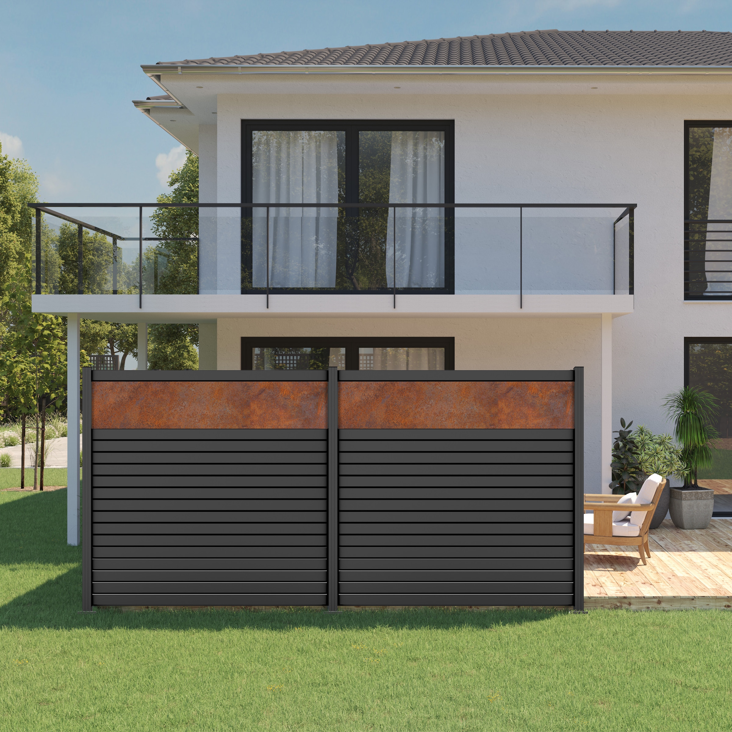 STAKET PRO Gartenzaun »Komplettzaun »Rhombus Mini« Breite 1800 mm + Cortenstahl« Zaunhöhe 180 cm, Zaunlänge 3,684 - 5,526 m