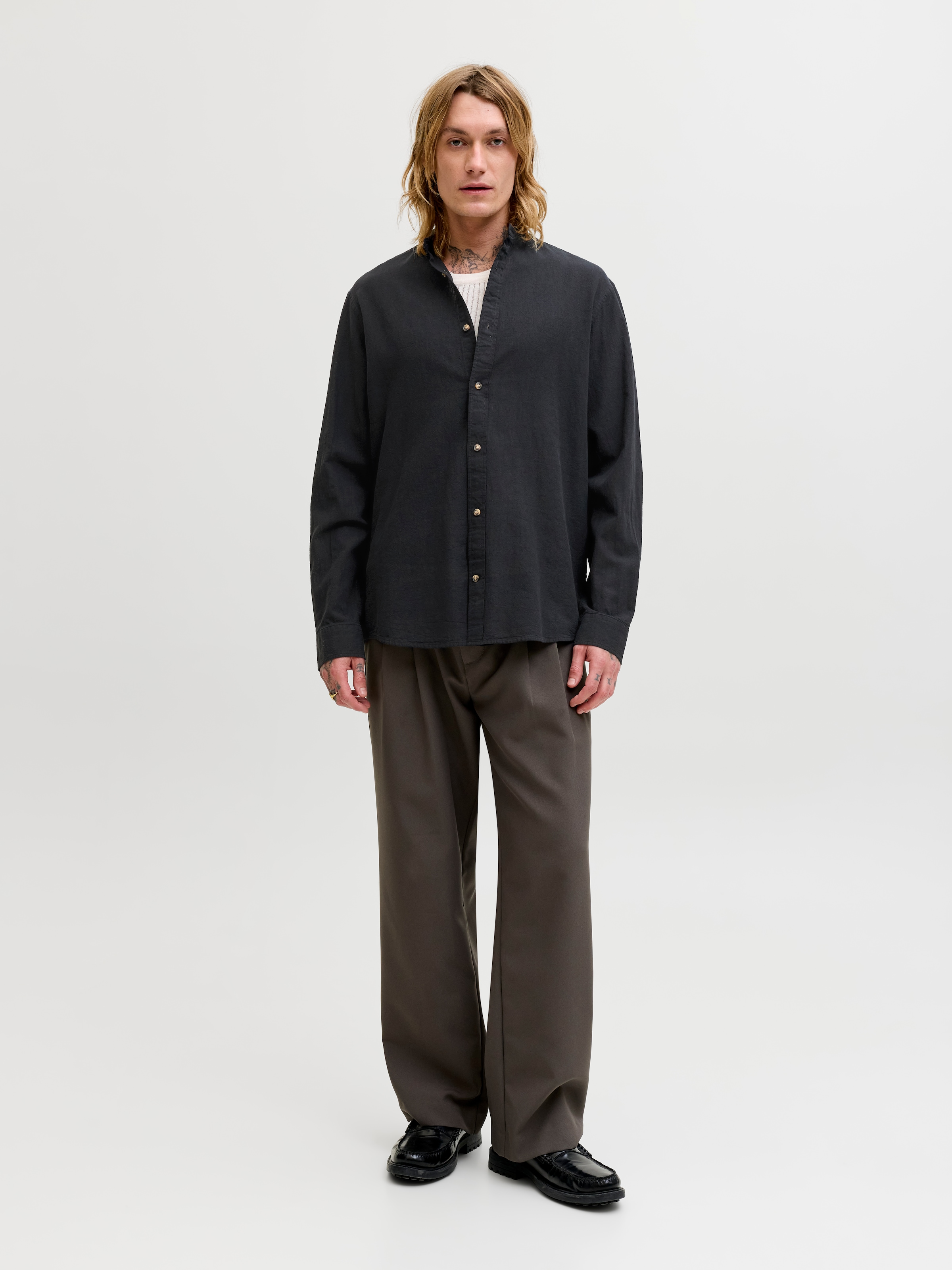 Jack & Jones Langarmhemd »JJESUMMER LINEN BLEND BAND SHIRT L/S SN« Baumwollmischung, regular fit