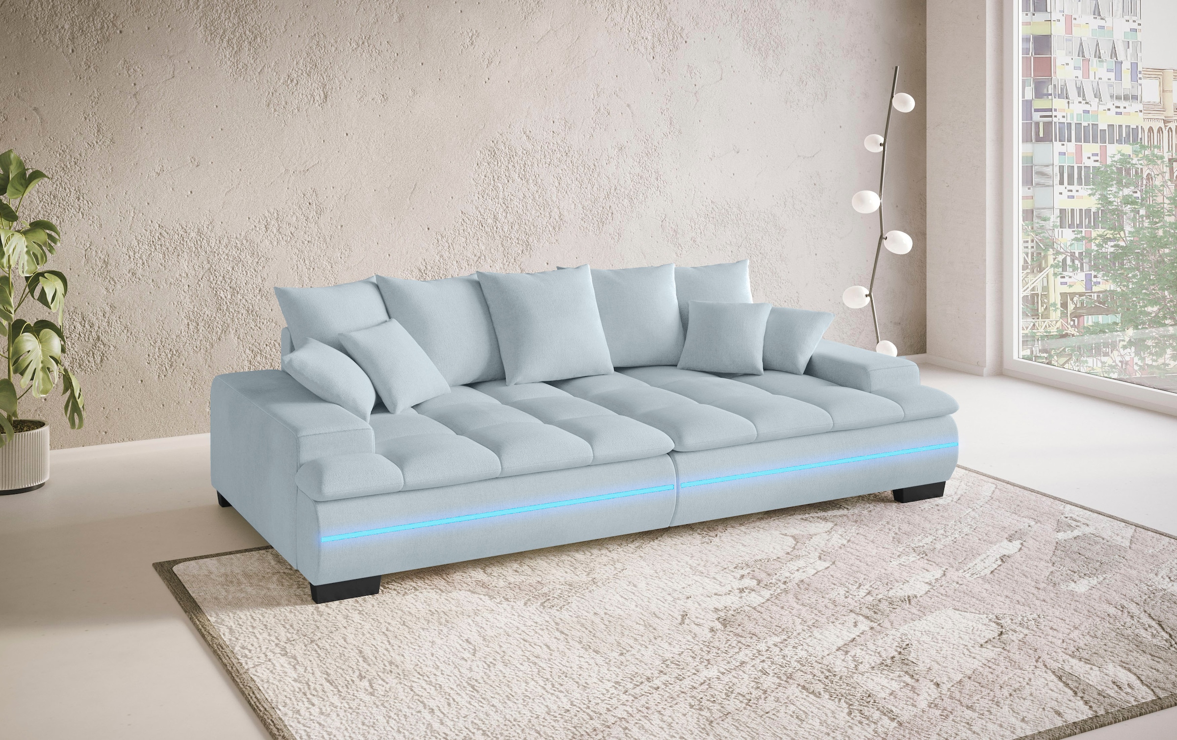Mr. Couch Big-Sofa »Haiti II RGB-LED«, RGB-LED Beleuchtung, mit Handwerklich gearbeiteter Komfort-Steppung