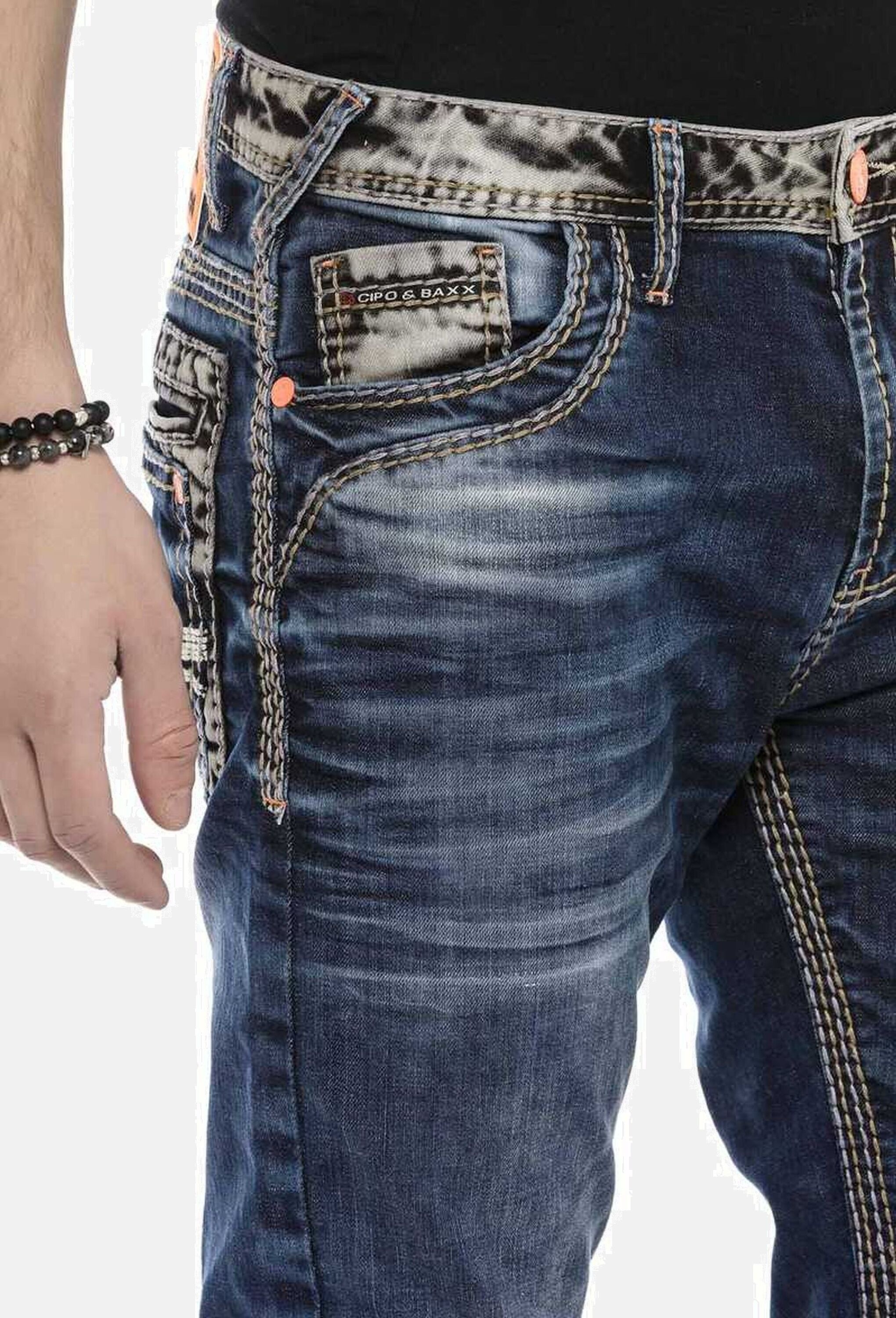Cipo & Baxx Regular-fit-Jeans »Cipo & Baxx Jeans DENIM« bequeme Jeans mit breiten Ziernähten, CD593