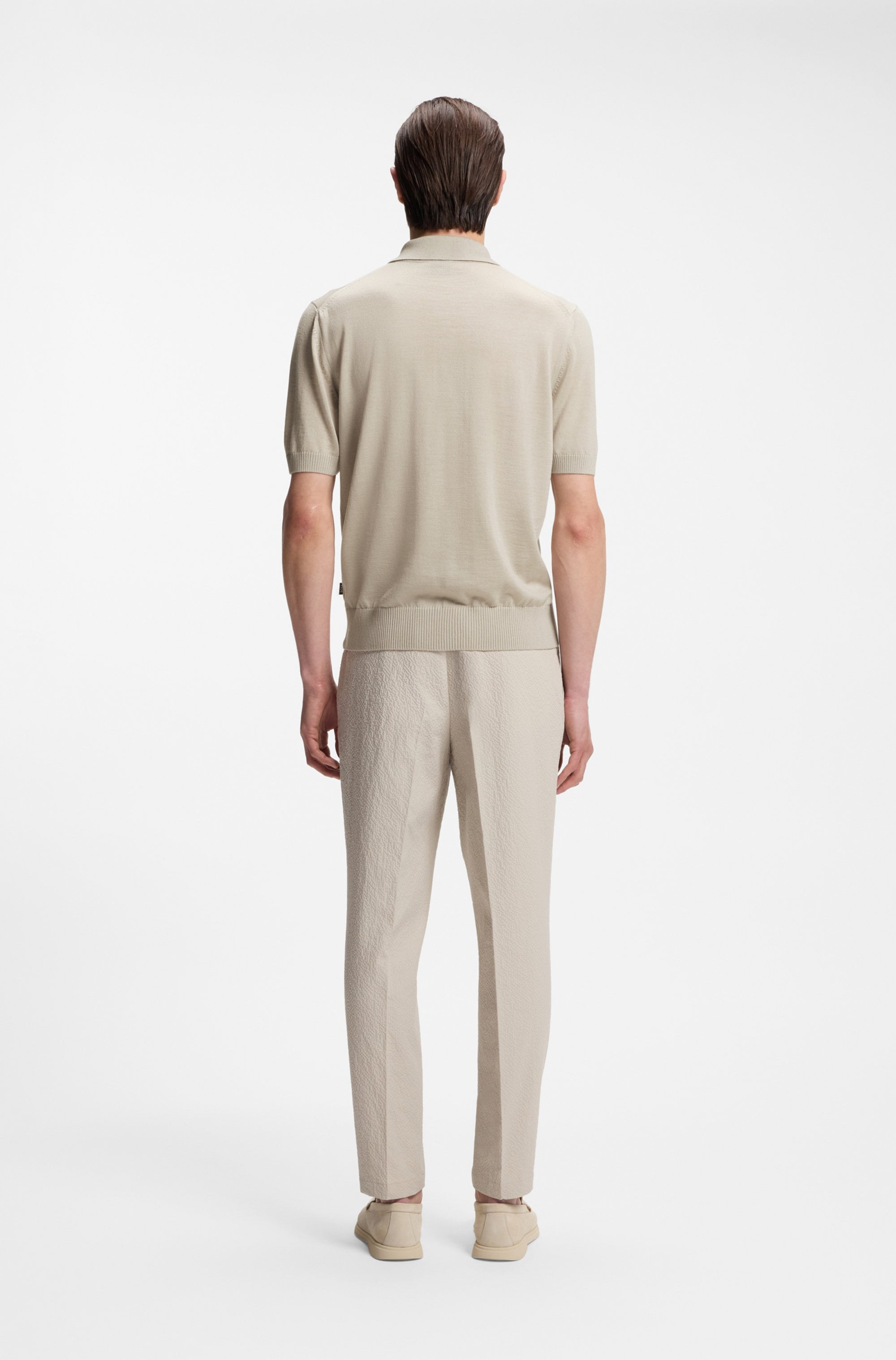 BOSS Kurzarmpullover »Nolano« aus Schurwolle, Polokragen