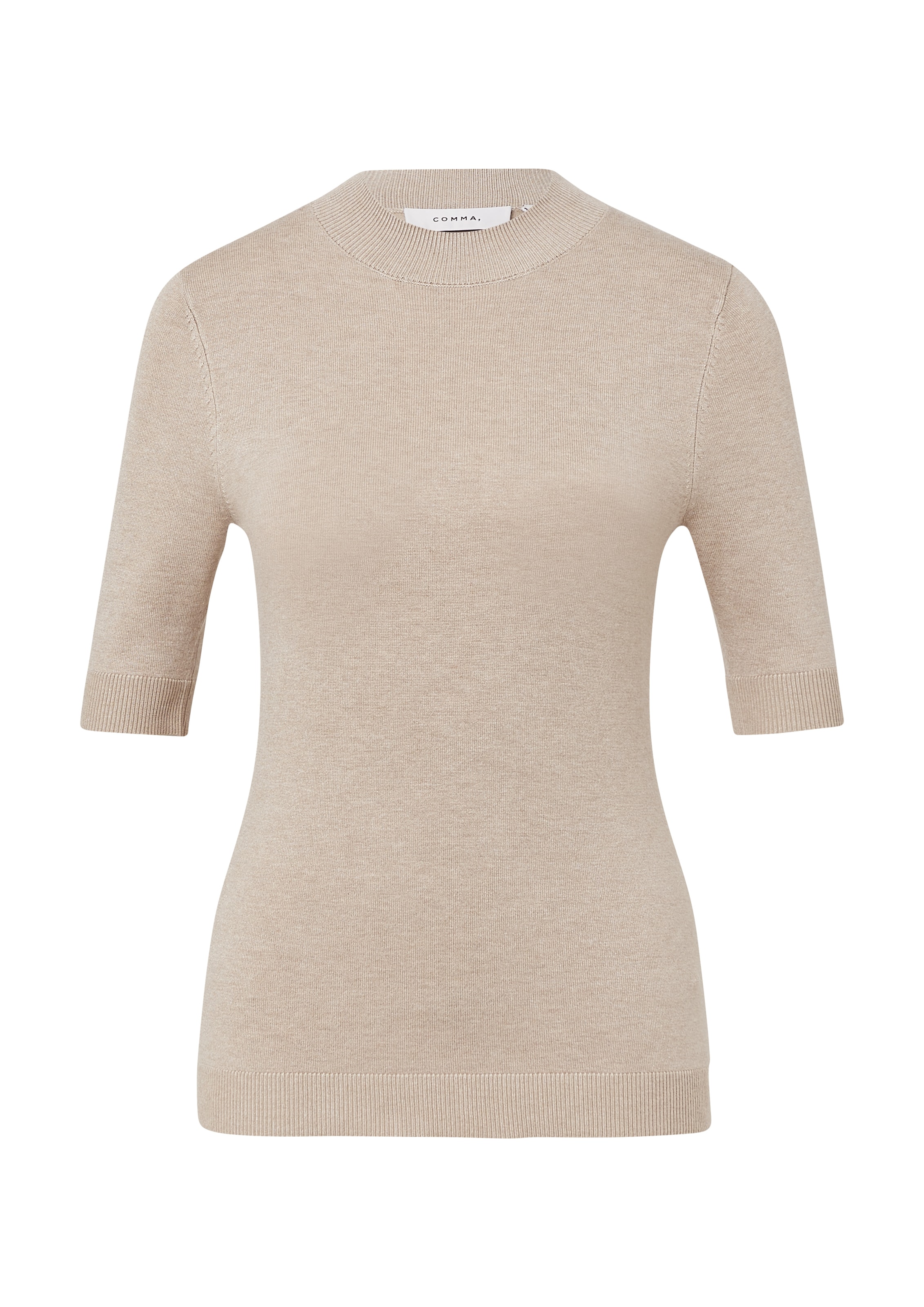 Comma Strickpullover halbarm, mit Stehkragen