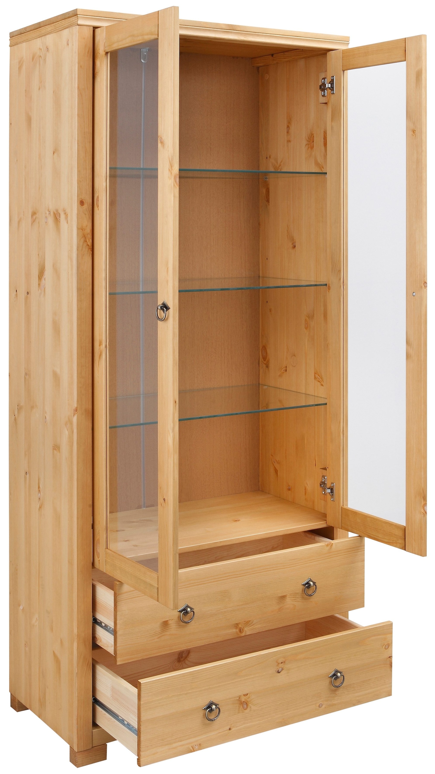 Home affaire Vitrine »Gotland«, Breite 80 cm, Höhe 178 cm, mit Glastüren, aus massiver Kiefer, FSC®