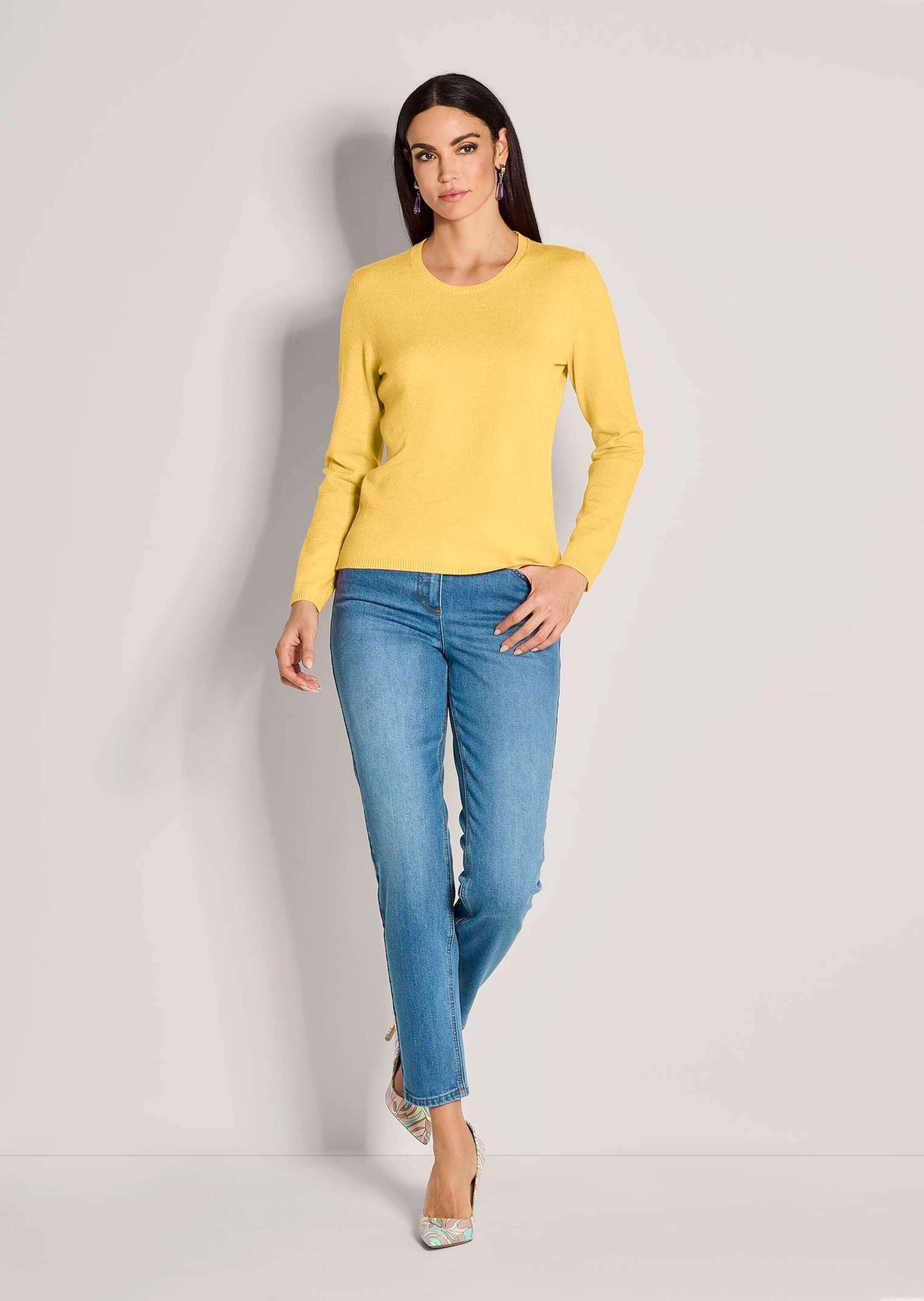 MADELEINE Longpullover »Pullover Leichtes Feinstrick-Oberteil mir Rundhals«