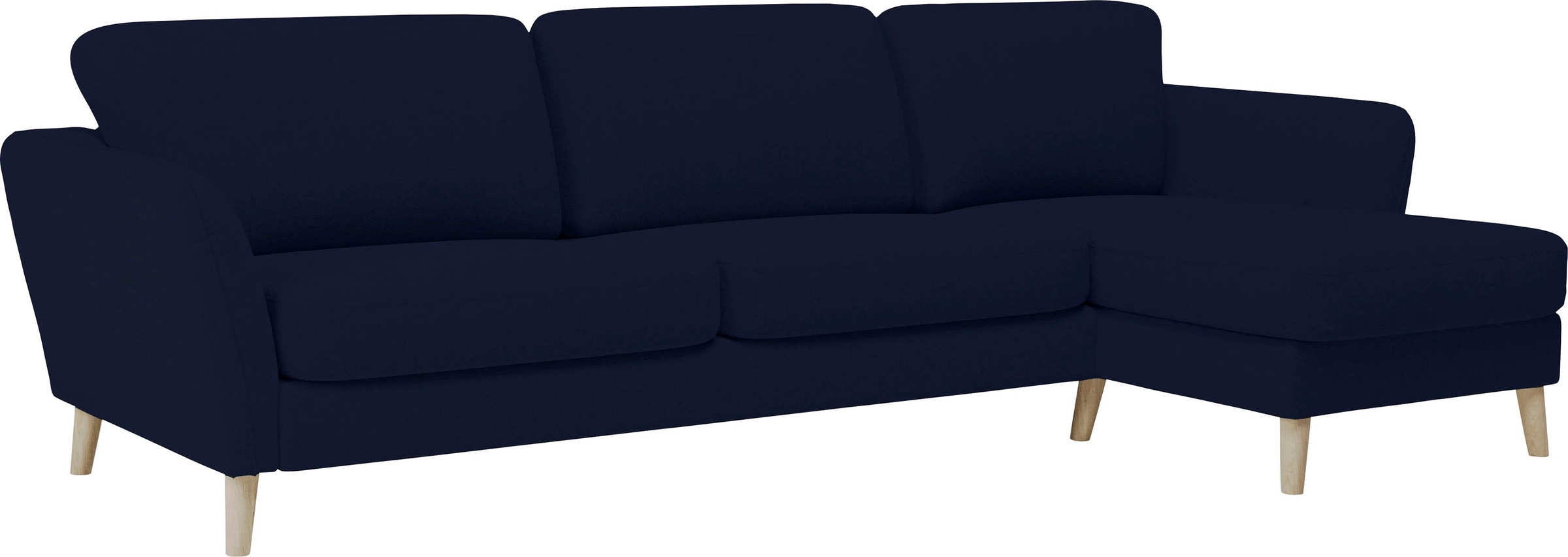 Home affaire Ecksofa »MARSEILLE (279/152cm),L-Form, Rec. rechts/links, verschiedene Bezüge«, Massivholzbeine Eiche, Landhausstil, Wellenunterfederung