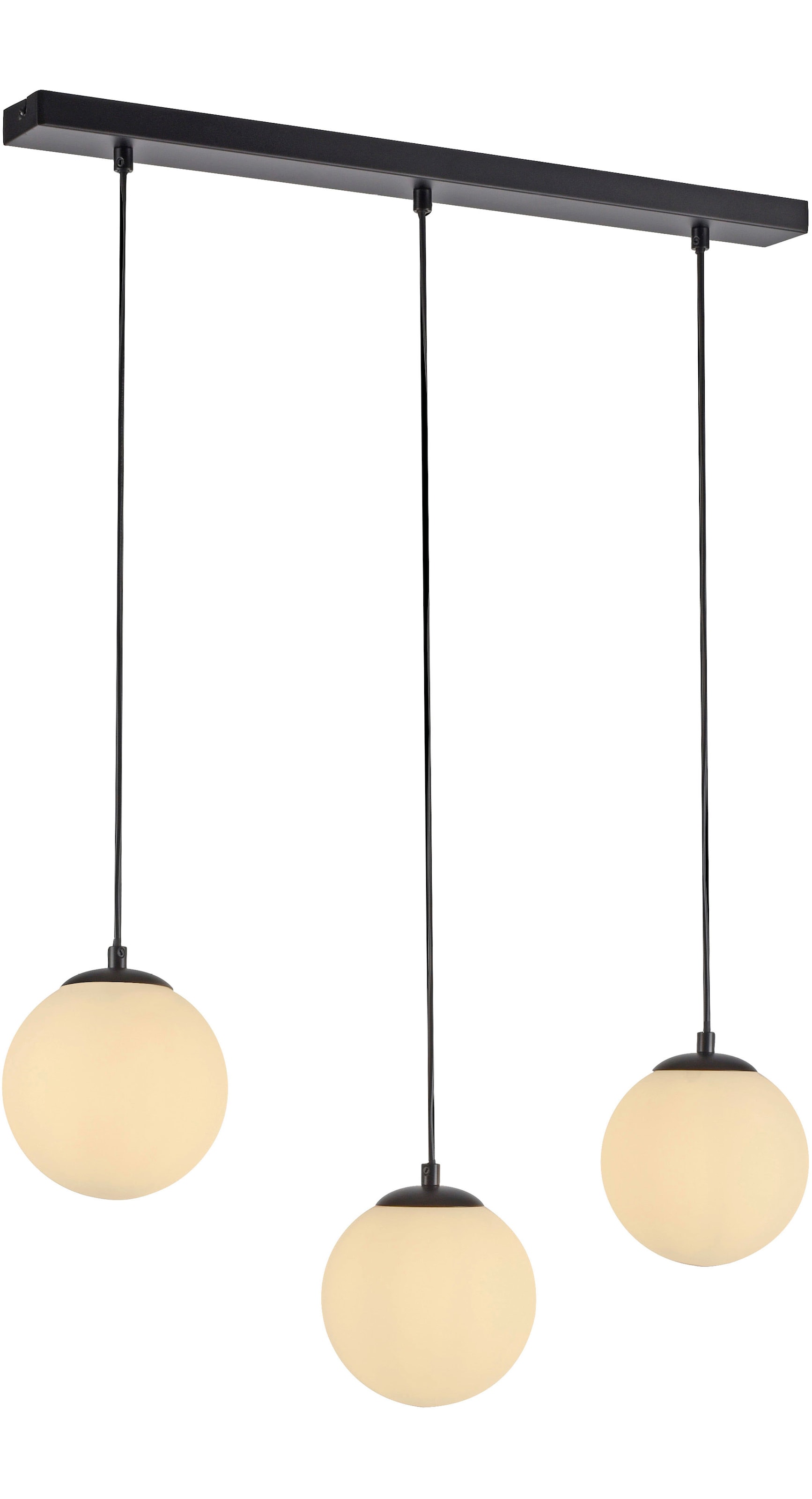 my home Pendelleuchte »Nymölla«, 3 flammig, Leuchtmittel E14 | ohne Leuchtmittel, Hängeleuchte mit großen Glaskugeln, amberfarben oder opal matt weiß