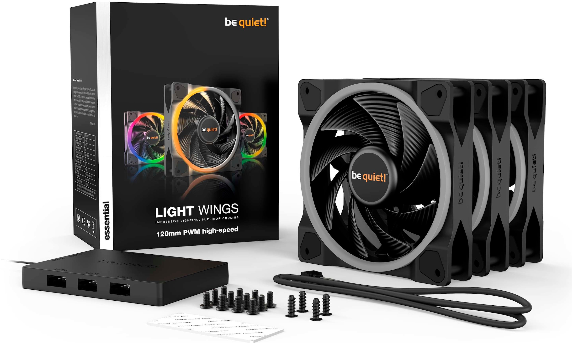 be quiet! Gehäuselüfter »Light Wings 120mm PWM high-speed Triple-Pack«, (Packung, 3 St.)