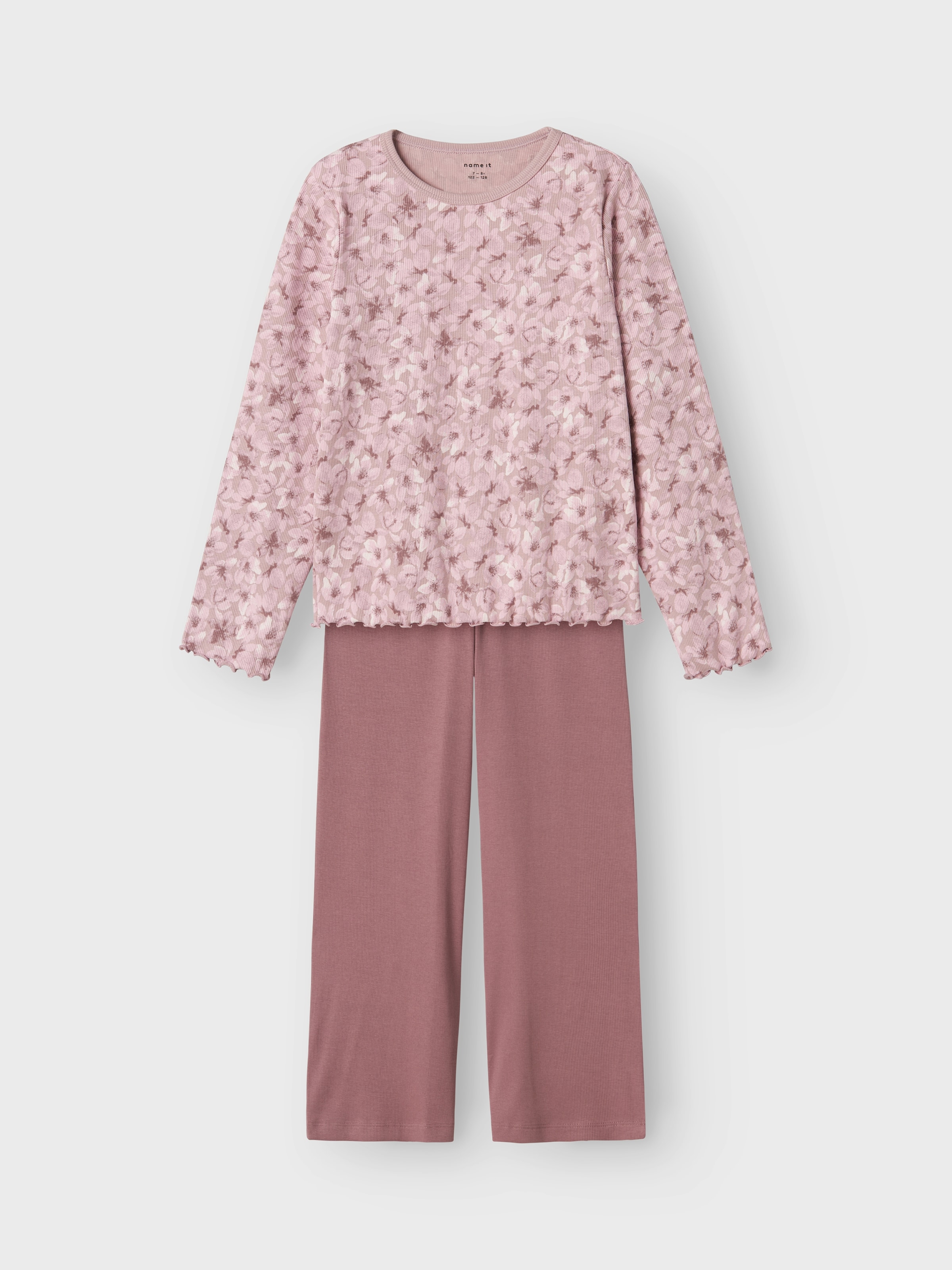 Name It Schlafanzug »NKFNIGHTSET MAUVE FLOWER LOOSE RIB NOOS«