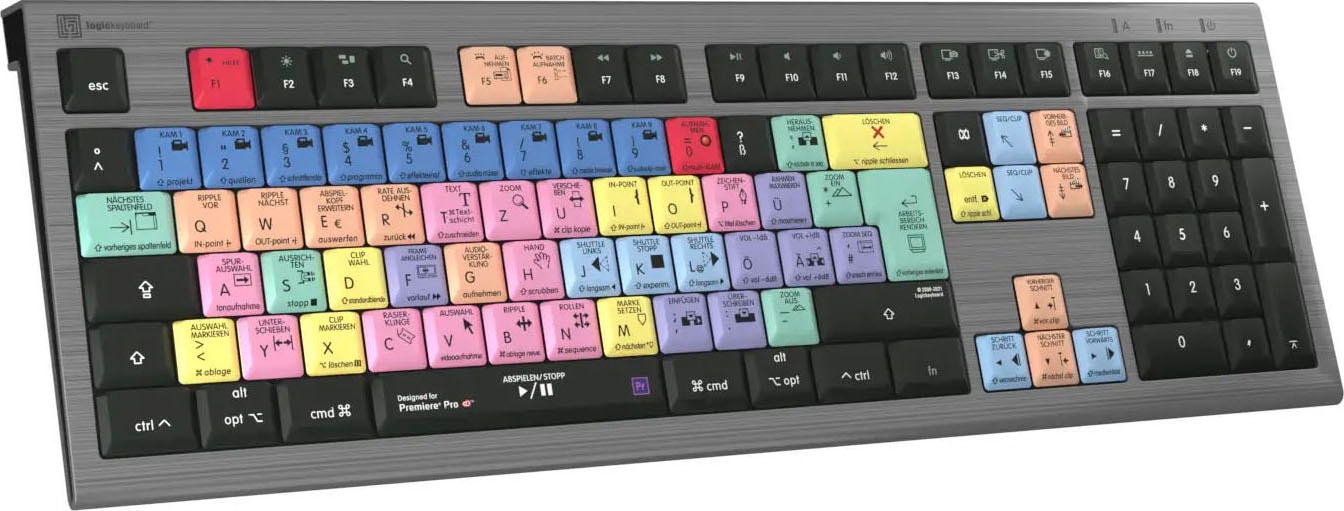 Logickeyboard Tastatur »Adobe Premiere Pro CC Astra 2 DE (Mac)«, (Ziffernblock-USB-Anschluss)