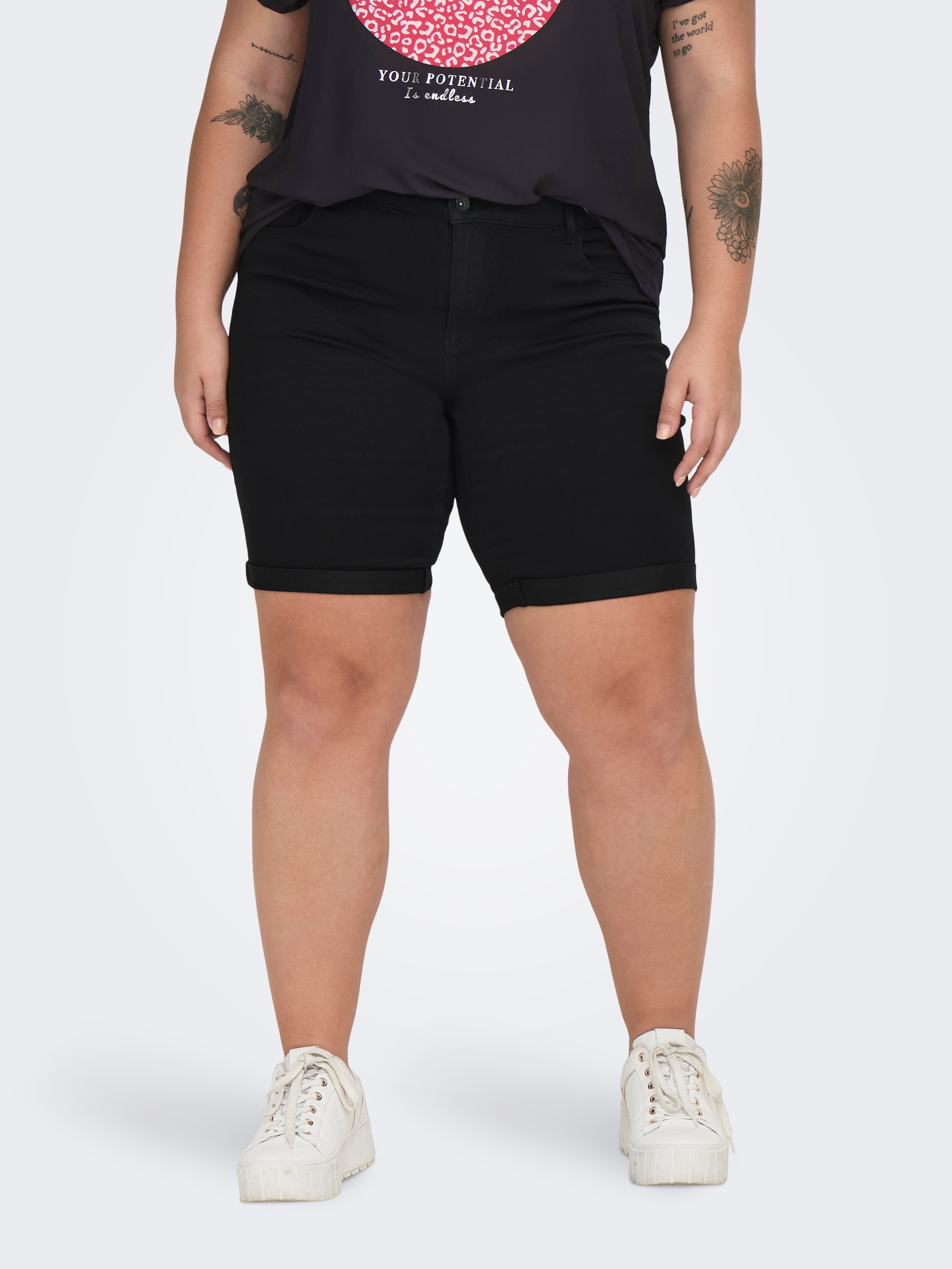 ONLY CARMAKOMA Jeansshorts »CARTHUNDER LIFE REG LONG SHORTS DNM«
