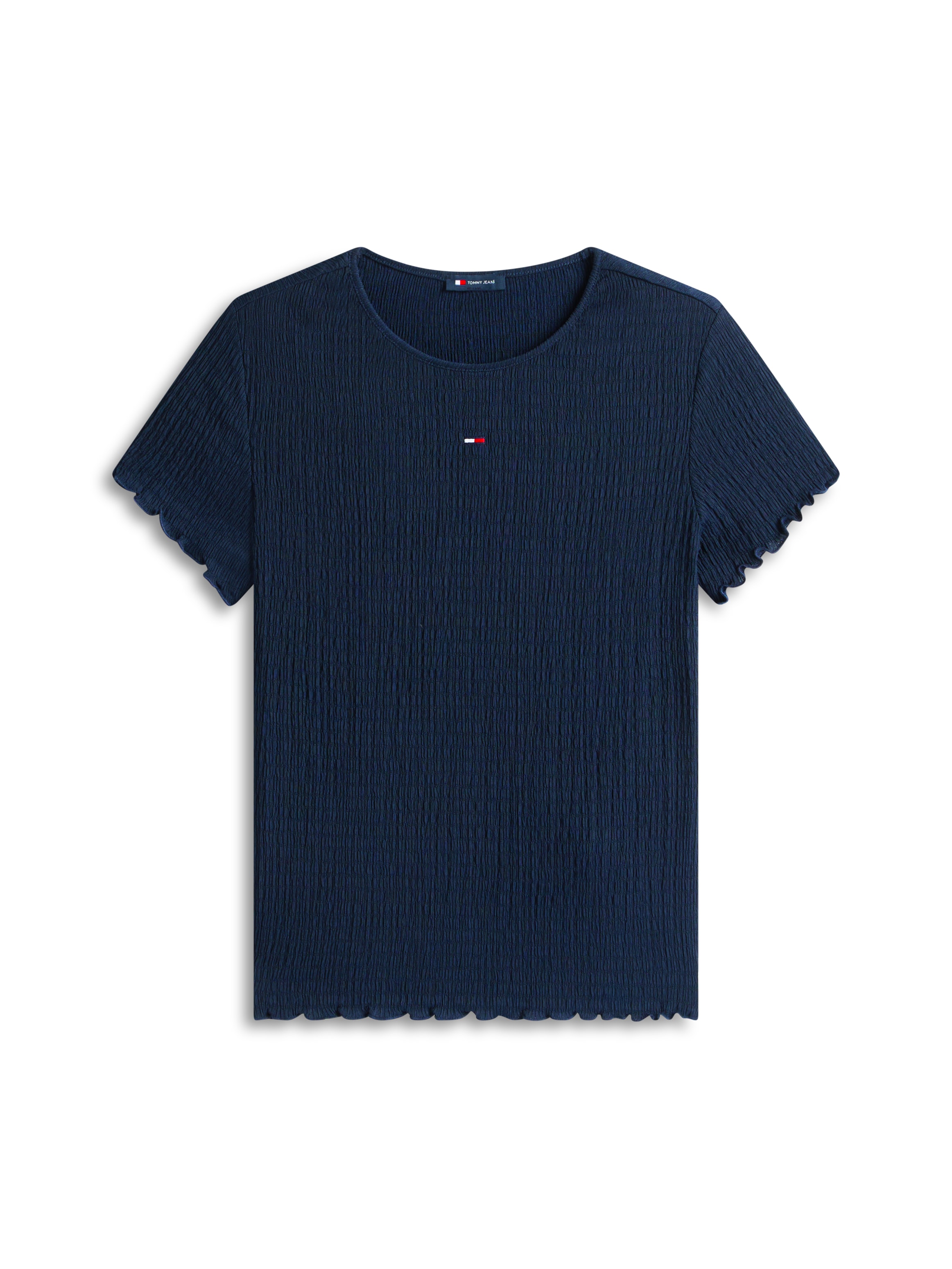 Tommy Jeans Kurzarmshirt »TJW SLIM SMOCK SS TEE« aus Seersucker, mit Kräuselsaum