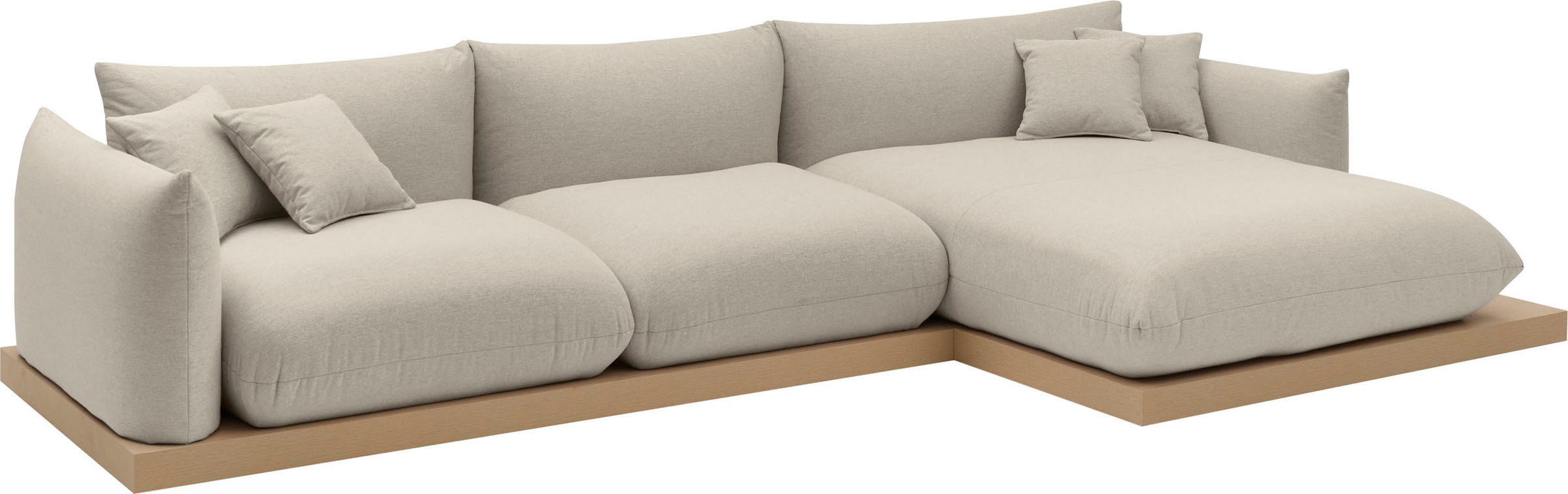 OTTO home Ecksofa »Kalix L-Form, 323 cm - OTTO. Verlässliche Qualität.« Designsofa, auf Holzplateau, Strukturstoff, hoher Sitzkomfort