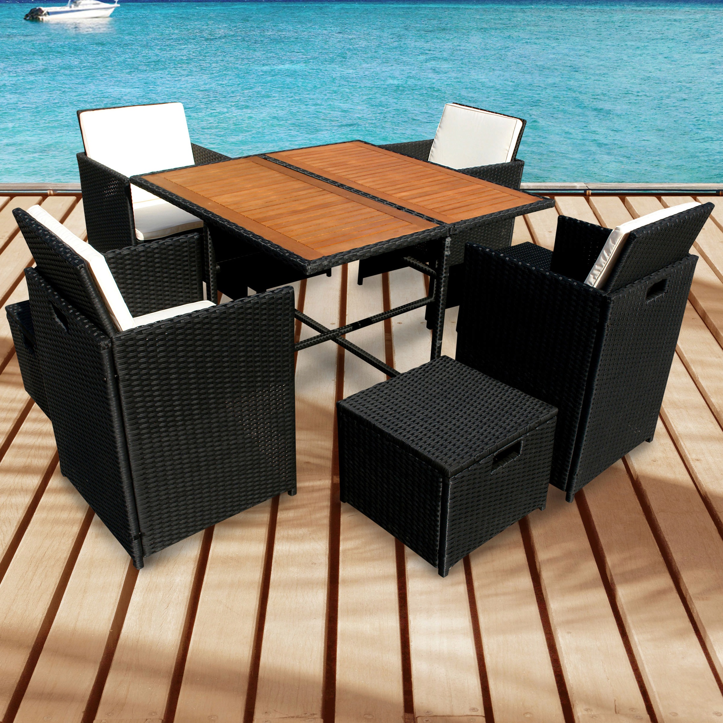 indoba Garten-Essgruppe »Faro«, (9 tlg.), Polyrattan